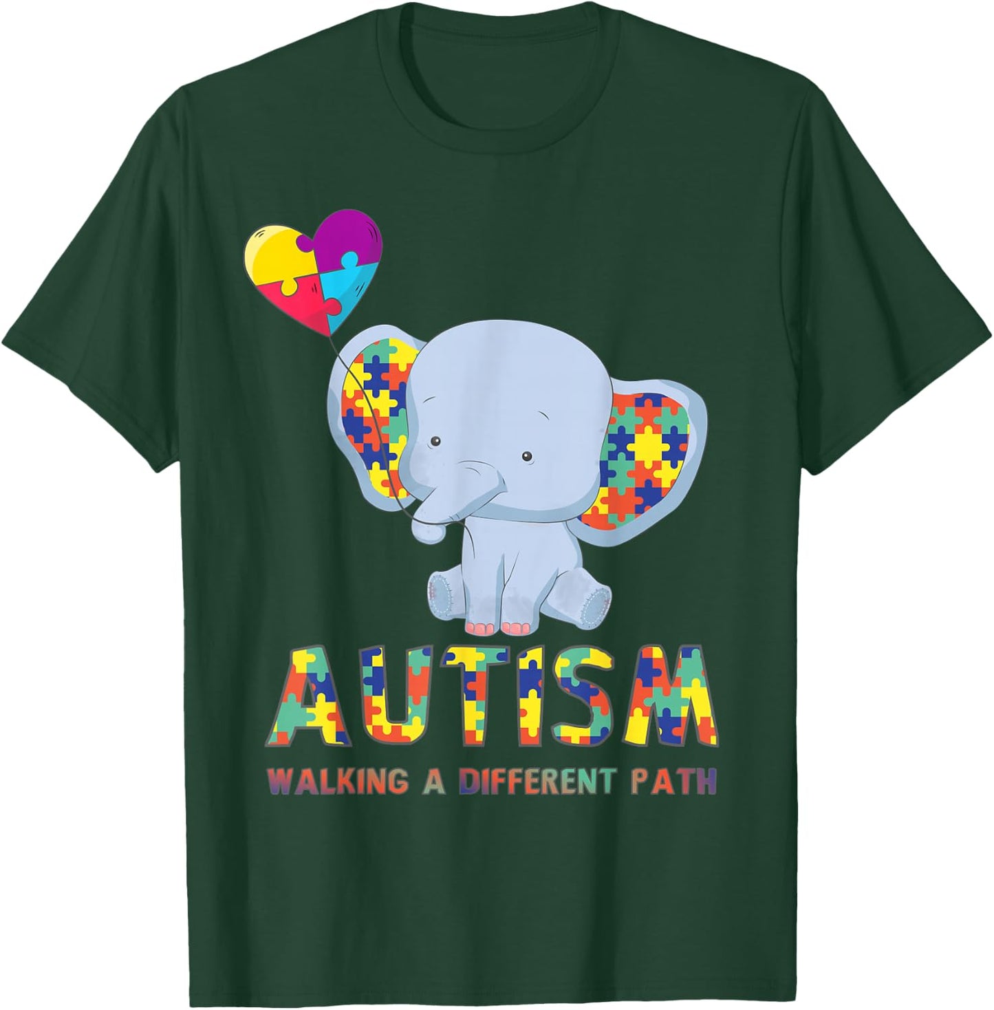 Autism Elephant Walking A Different Path T Shirt For Kids T-Shirt - T-Shirt | Forest