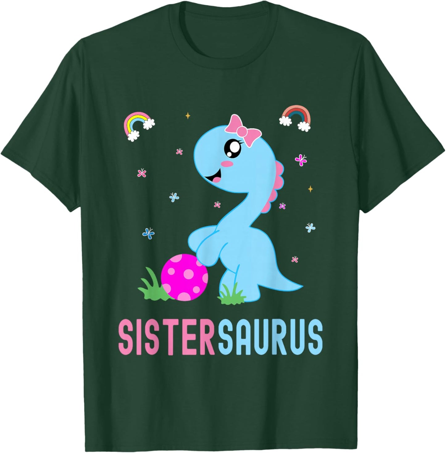 Sistersaurus Cute Dino Dinosaur Sister Saurus T-Shirt - T-Shirt | Forest