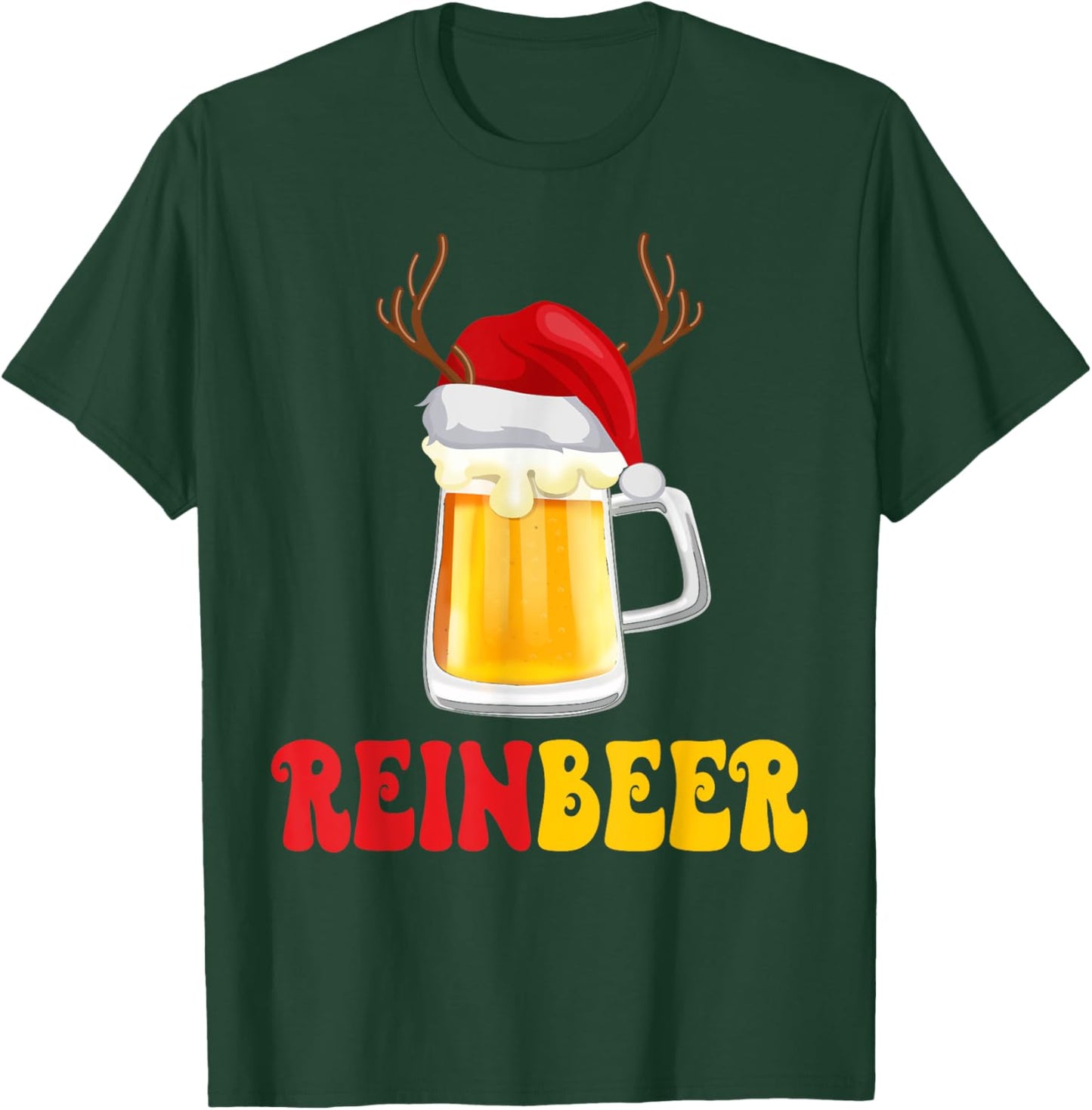 Beer Christmas Mug Reinbeer Winedeer Couples Matching T-Shirt - T-Shirt | Forest