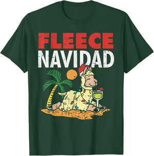Fleece Navidad Summer Llama Funny Christmas In July Gift T-Shirt - T-Shirt | Forest