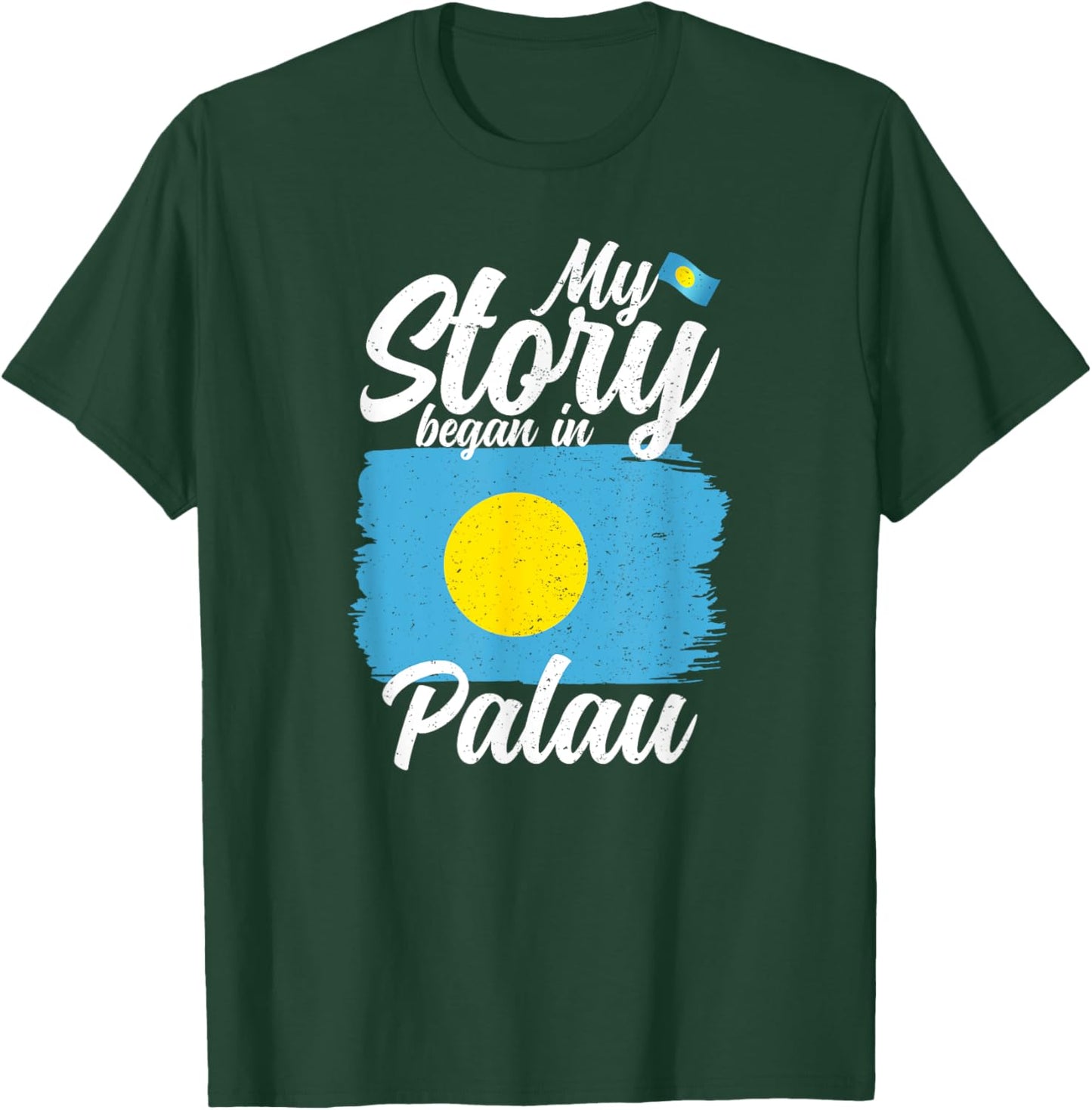 Palauan Flag & proud Patriots Palau - Adult - Black - Small - Short Sleeve - Classic Fit - Modern, Lightweight - Palau Flag T-Shirt - T-Shirt | Forest