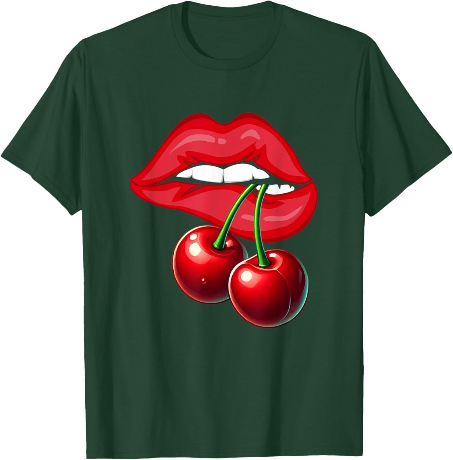 Cherry Lips Sexy Women Design Red Lips Vintage T-Shirt - T-Shirt | Forest