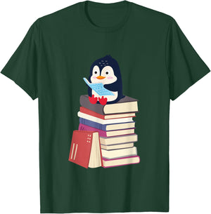 Teacher Librarian Kawaii Penguin, Book Lover Penguin T-Shirt - T-Shirt | Forest