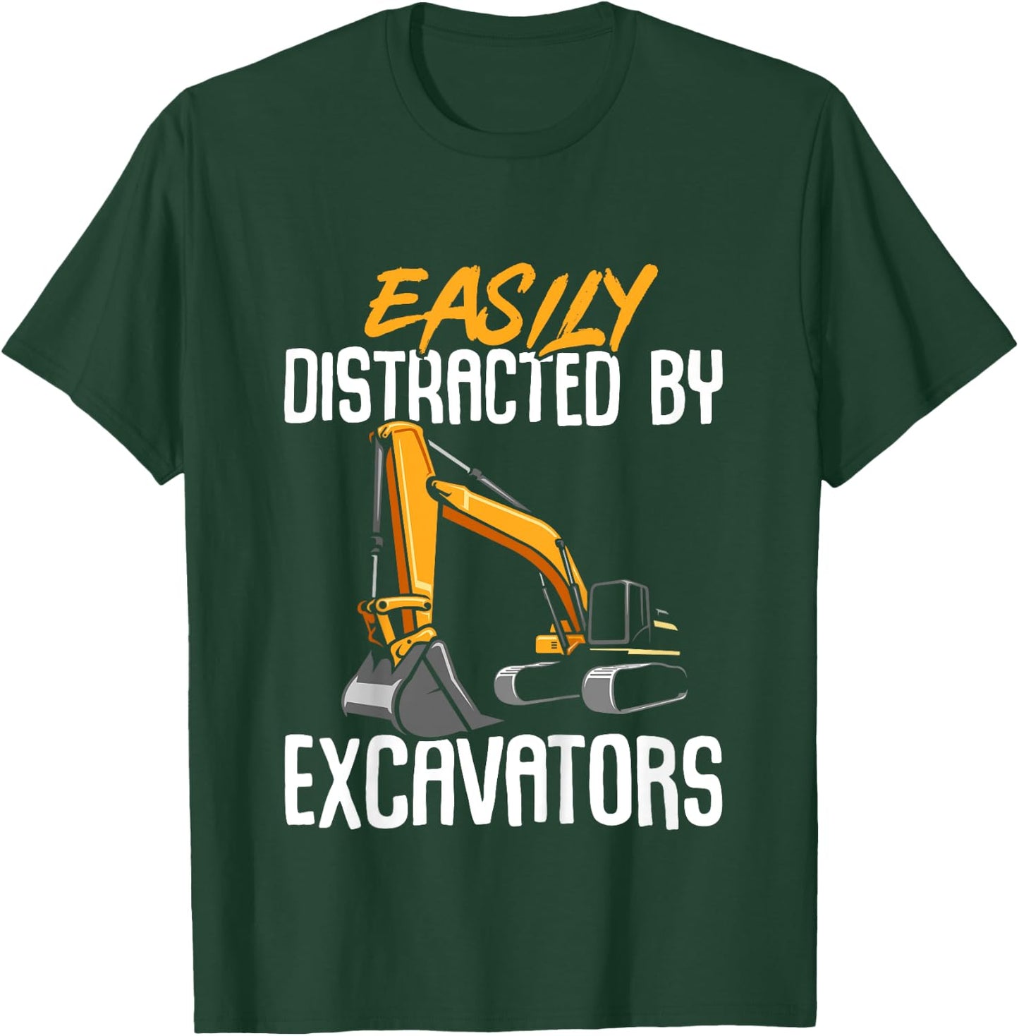 Construction Vehicle Boys Easily Distracted By Excavators T-Shirt - T-Shirt | Forest