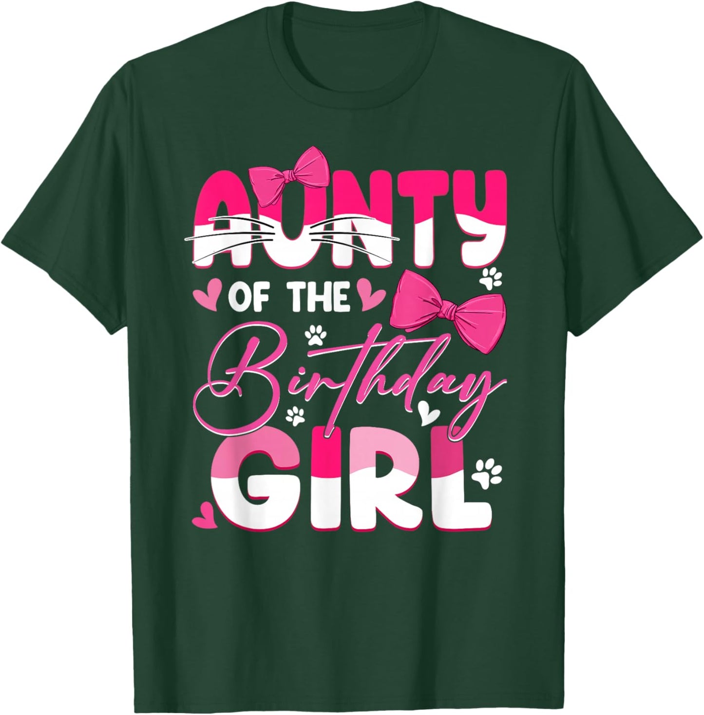 Aunty Of The Birthday Girl Cat Kitty Family Matching T-Shirt - T-Shirt | Forest