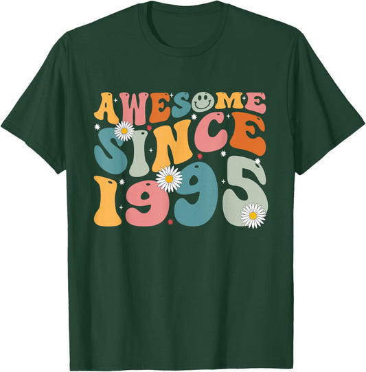 Awesome Since 1995 30th Birthday Retro Gifts Born in 1995 T-Shirt - T-Shirt | Forest