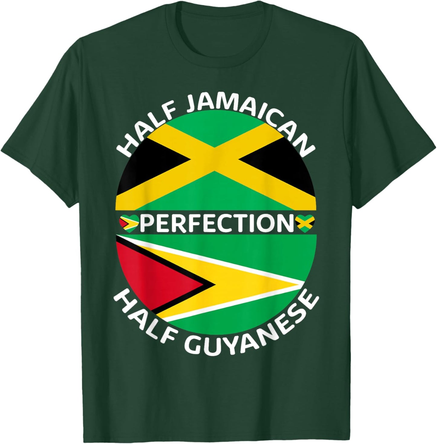 Half Jamaican Half Guyanese Jamaica Guyana Flag Men Women T-Shirt - T-Shirt | Forest
