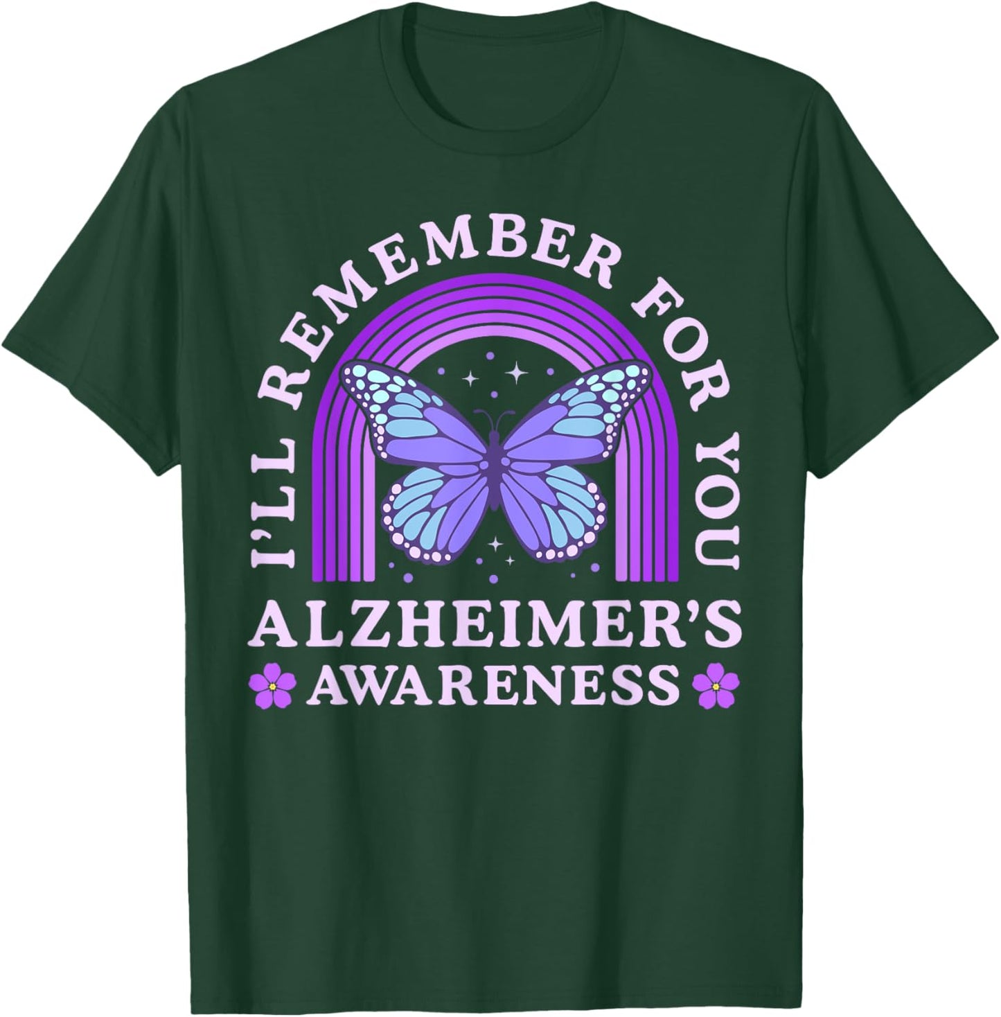 I'll Remember For You Alzheimer's Awareness Purple Butterfly T-Shirt - T-Shirt | Forest