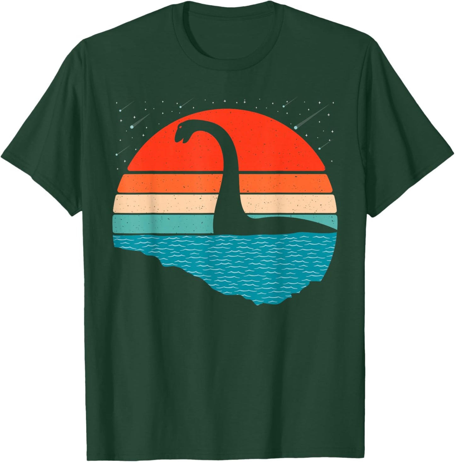 Nessie The Loch Ness Monster-Grafik, Retro-Sonnenuntergang, Loch Ness T-Shirt - T-Shirt | Forest
