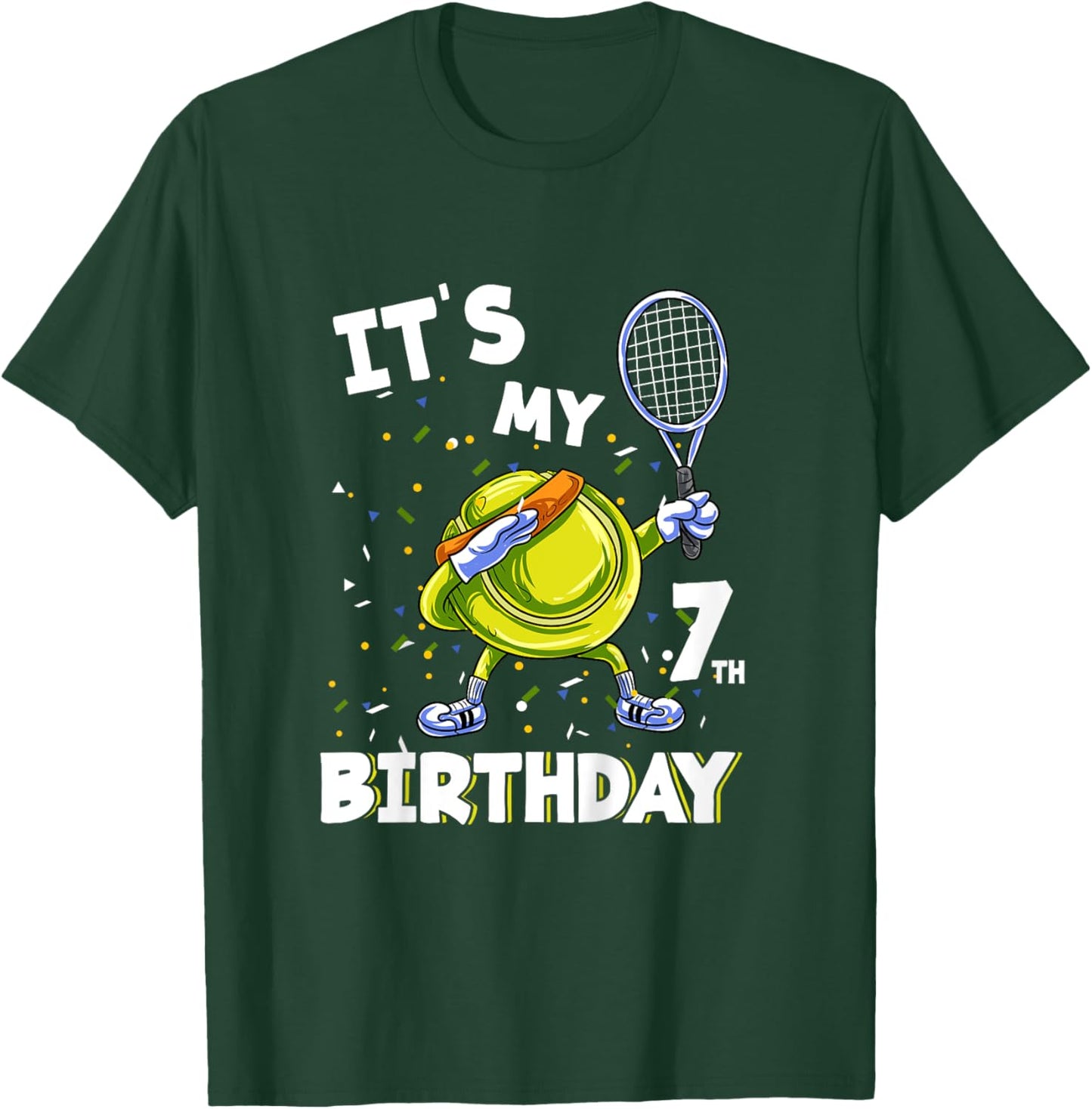 Kids It's my 7th Birthday 7 Year Old Tennis Birthday T-Shirt - T-Shirt | Forest
