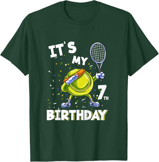 Kids It's my 7th Birthday 7 Year Old Tennis Birthday T-Shirt - T-Shirt | Forest