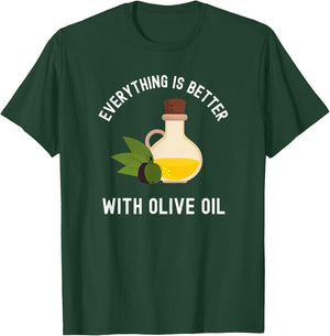 Olive Oil Foodie Chef Cook Cooking Funny Italian Food T-Shirt - T-Shirt | Forest