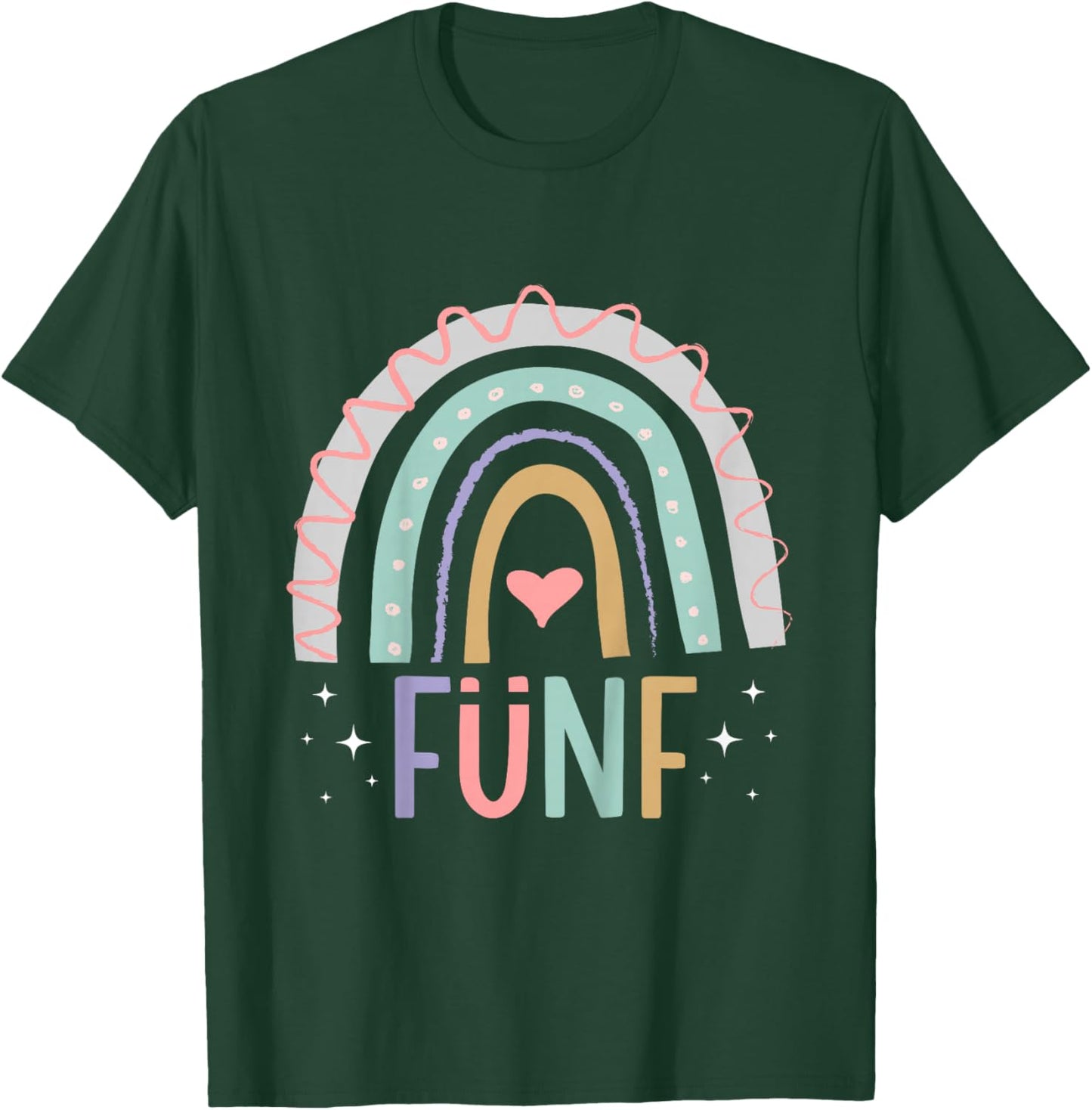 5. Geburtstag süßes Regenbogen Mädchen 5 Jahre alt T-Shirt - T-Shirt | Forest