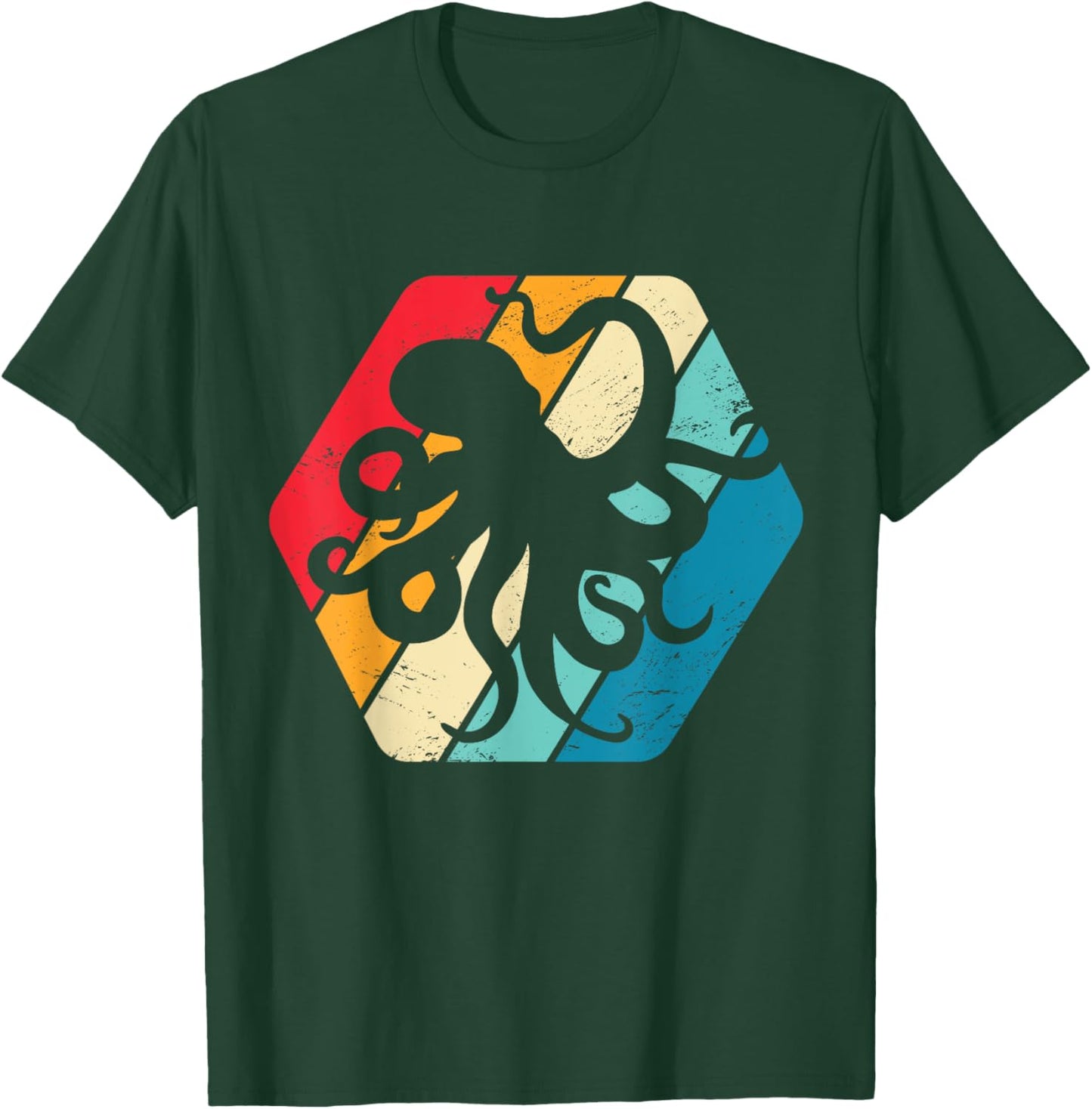 Krake Tintenfisch Octopus Ozean Meer Retro T-Shirt - T-Shirt | Forest