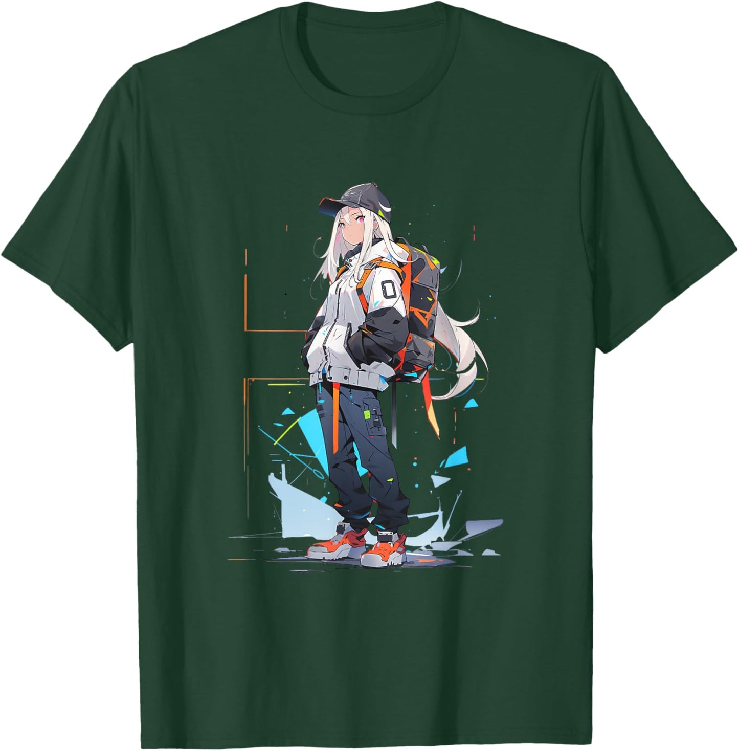 Anime Girl Anime Otaku Japanese Aesthetic | Cyberpunk T-Shirt - T-Shirt | Forest