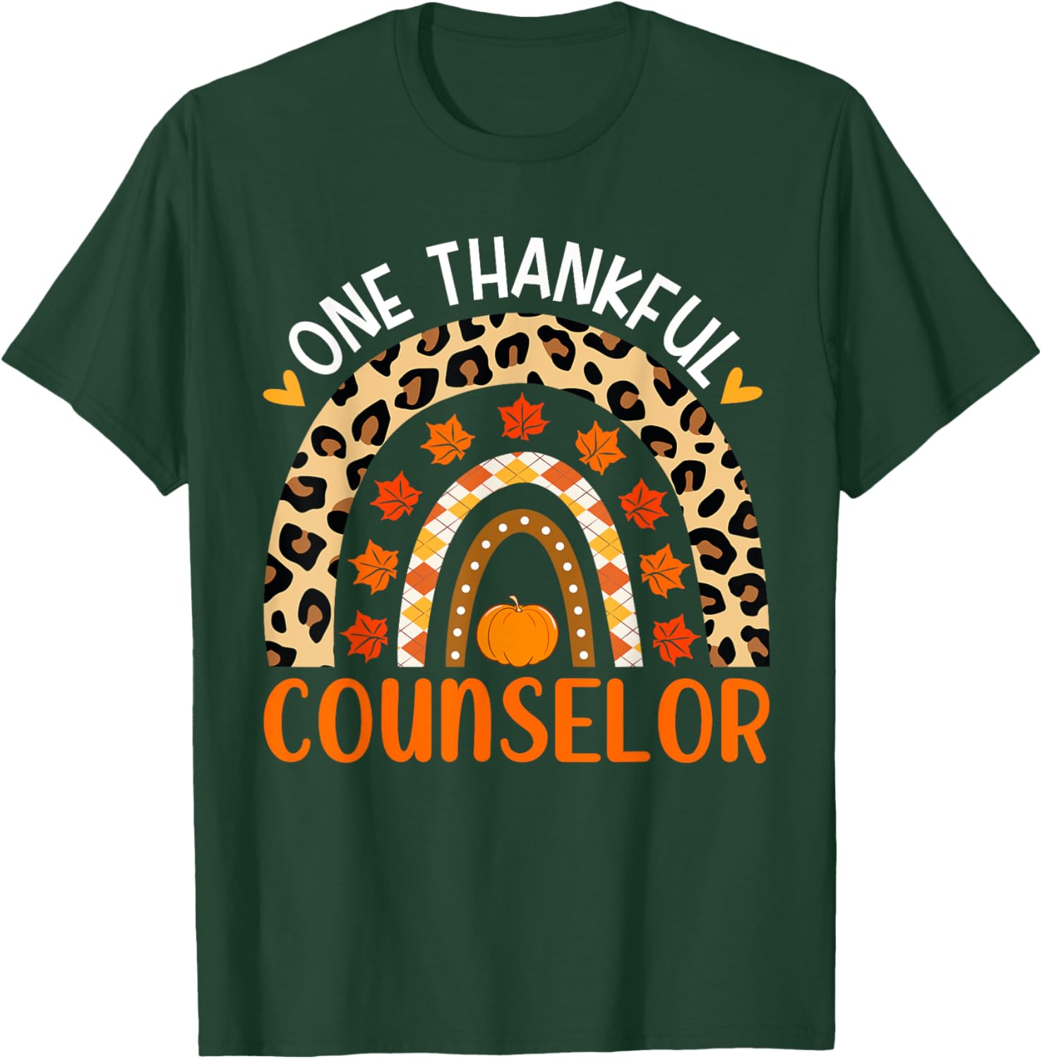 One Thankful Counselor Thanksgiving Rainbow Counselor Fall T-Shirt - T-Shirt | Forest