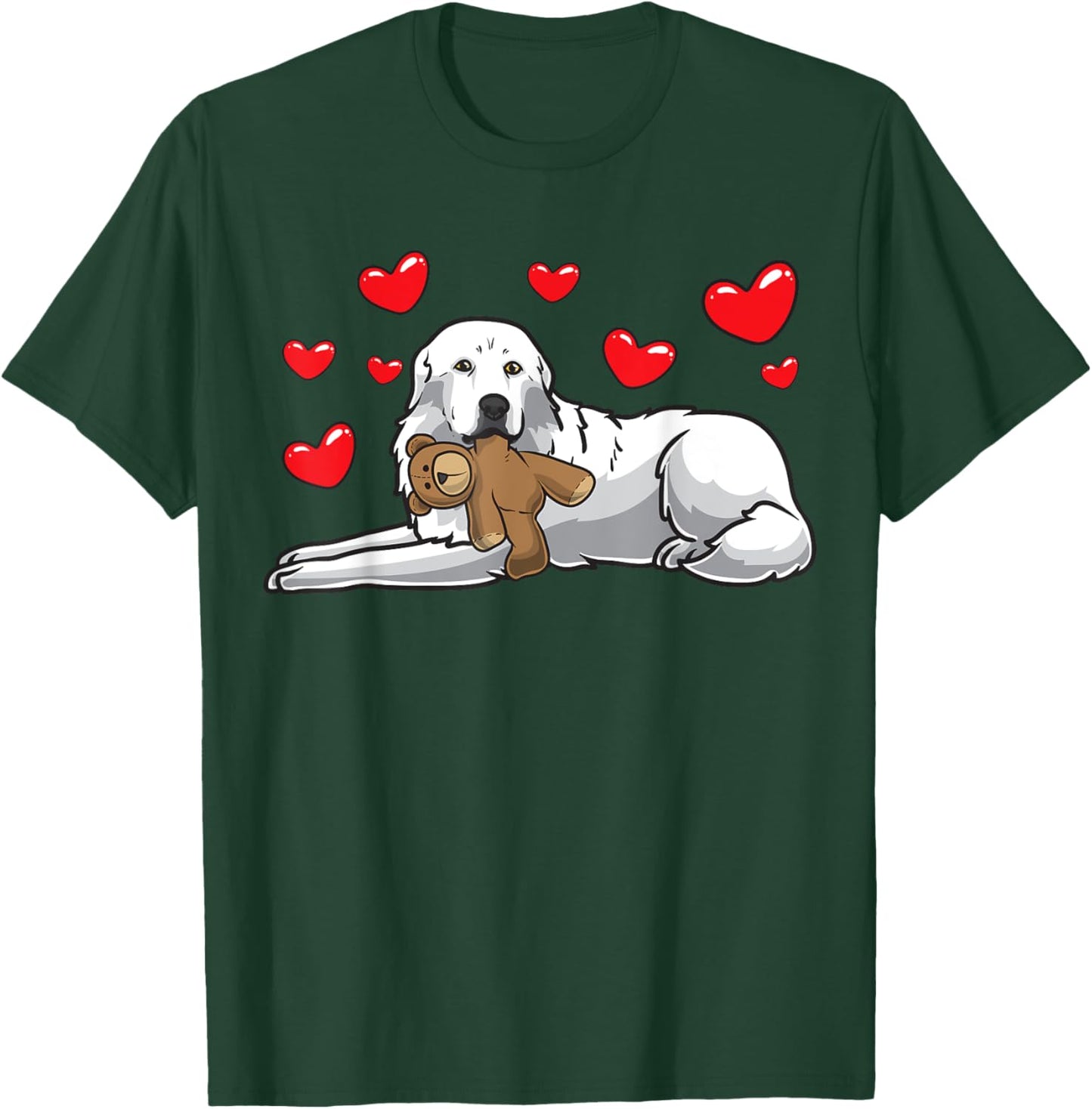 Great Pyrenees Gifts by Thembalove -Adults, -Kids Black Cotton Polyester Small Short Sleeve Classic Fit T-Shirt - T-Shirt | Forest
