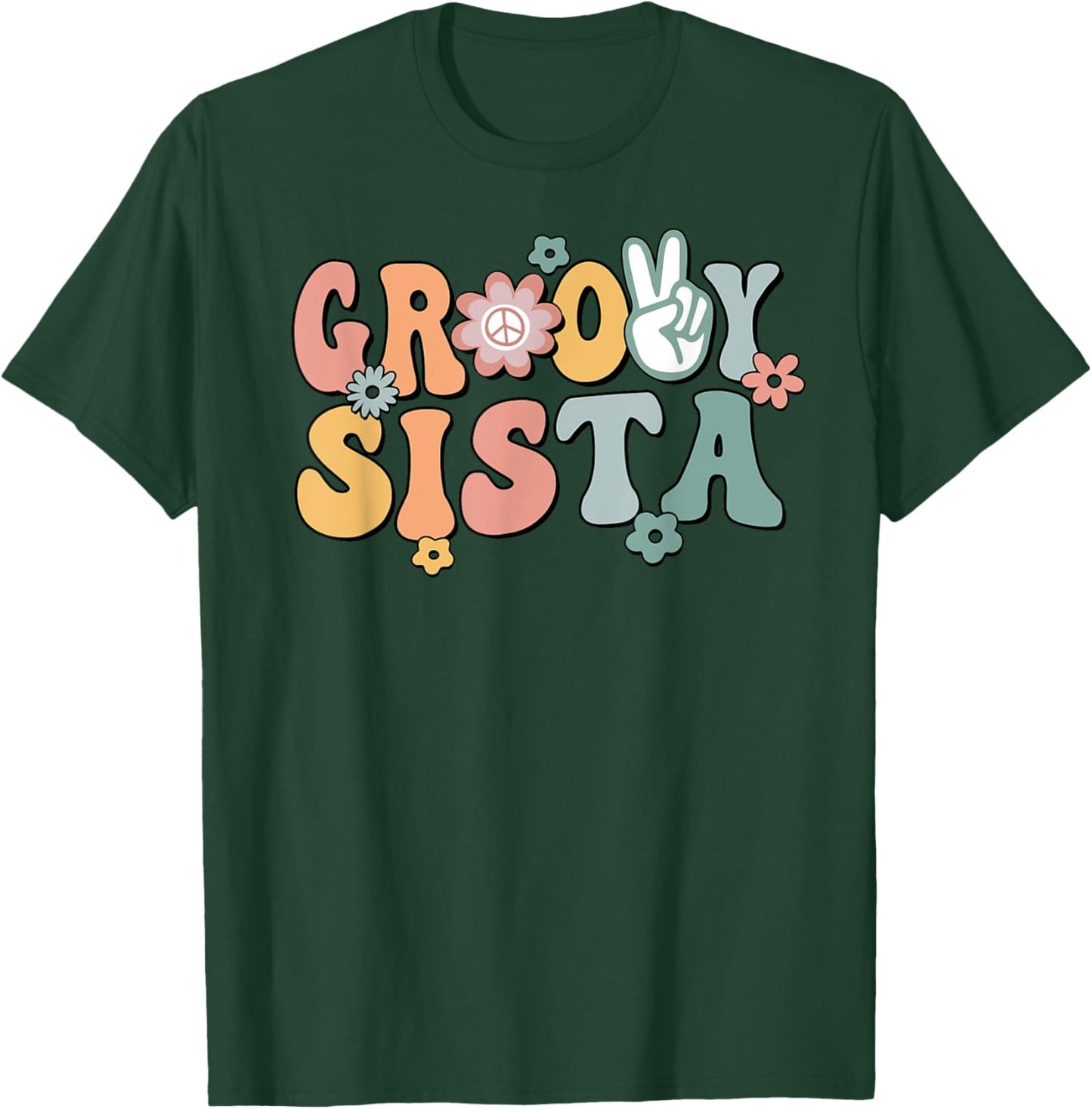 Groovy Sista Retro Sister Matching Family 1st Birthday Party T-Shirt - T-Shirt | Forest