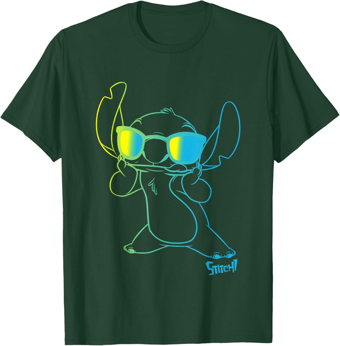Disney Lilo & Stitch Cool Stitch Neon Outline Chest Portrait T-Shirt - T-Shirt | Forest