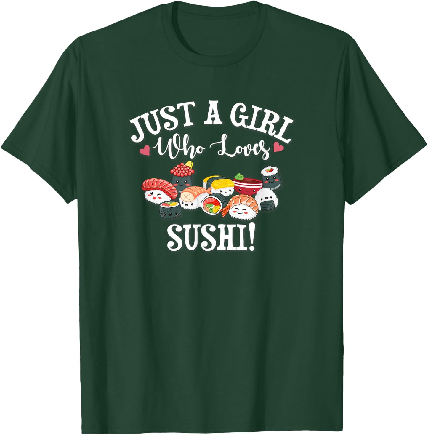 Funny Kawaii Kid Chibi Anime Girl Who Loves Sushi Roll Lover T-Shirt - T-Shirt | Forest