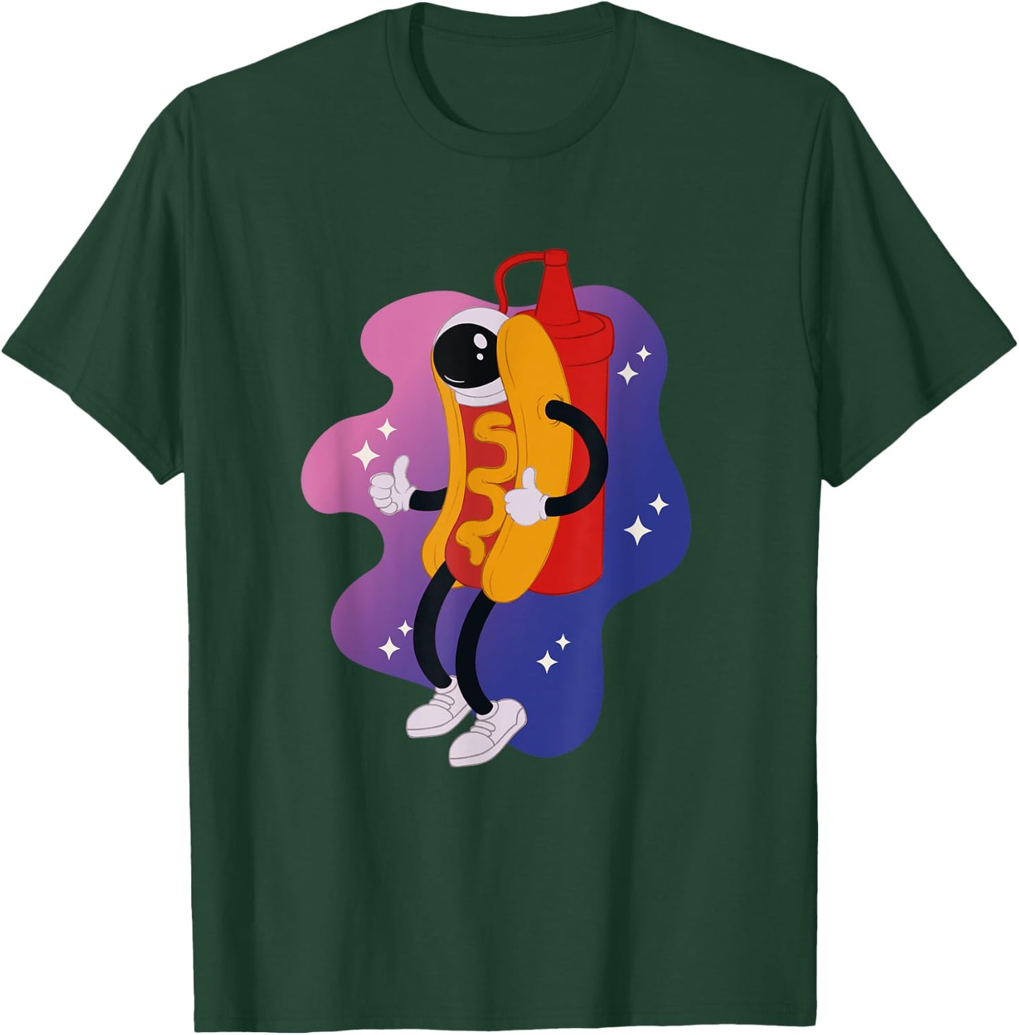 Hotdog in space space hot dog astronaut funny galaxy T-Shirt - T-Shirt | Forest