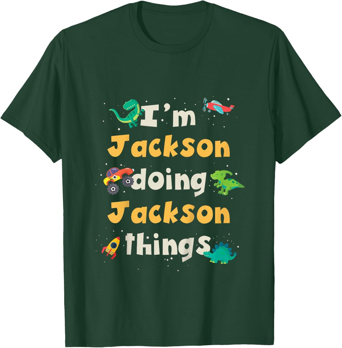 Kids Cool Jackson Personalized First Name Boys T-Shirt - T-Shirt | Forest