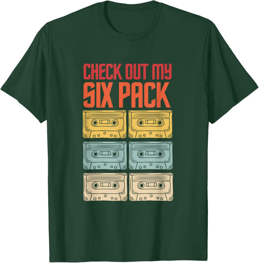 Check Out My Six Pack Old Tapes Retro Vintage Sunset T-Shirt - T-Shirt | Forest