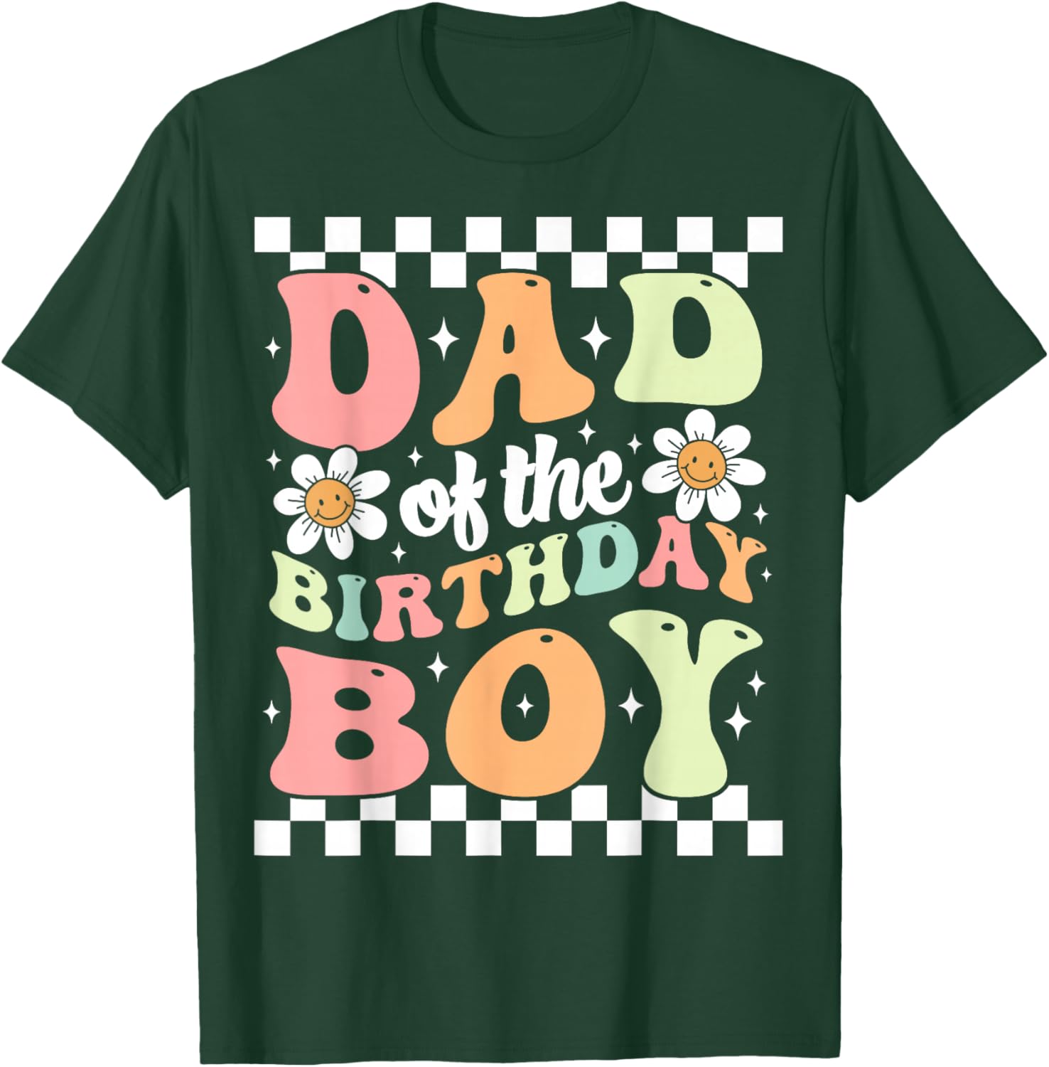 Dad of The Birthday Boy Retro Family Groovy Birthday Party T-Shirt - T-Shirt | Forest