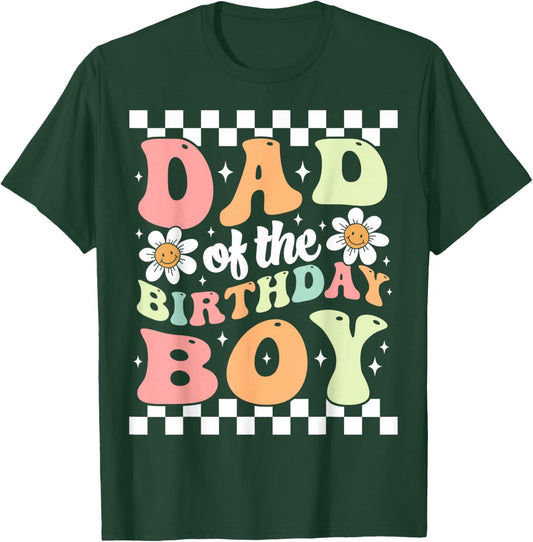 Dad of The Birthday Boy Retro Family Groovy Birthday Party T-Shirt - T-Shirt | Forest