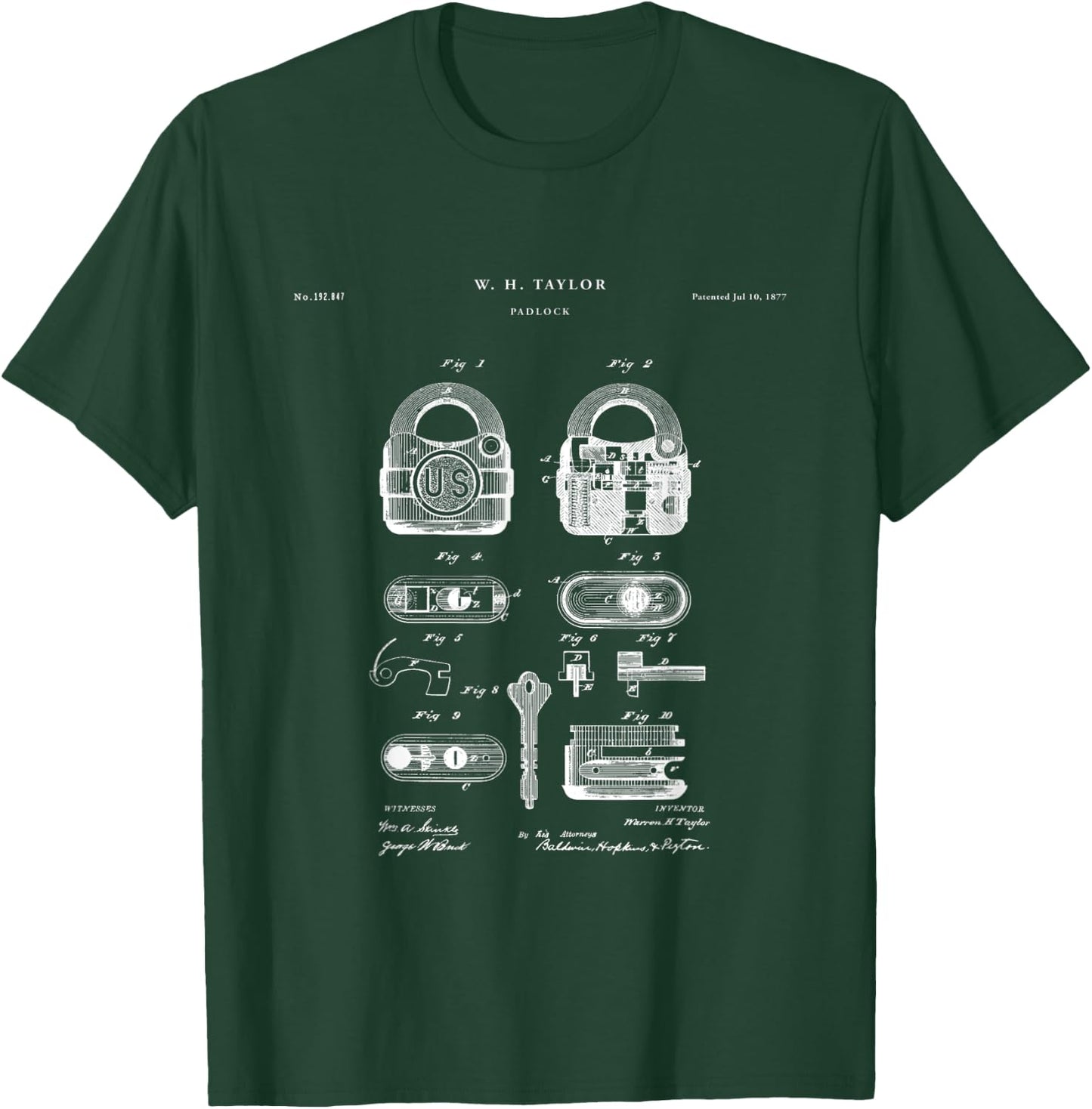 Padlock Patent - locksmith T-Shirt - T-Shirt | Forest