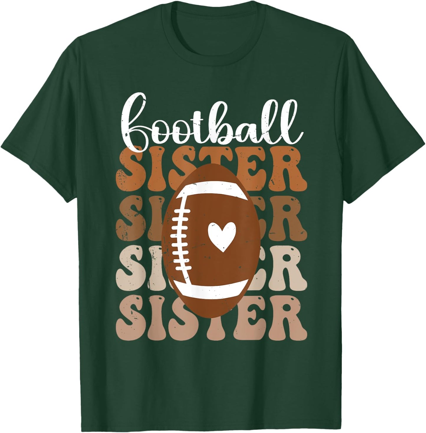Football Sister Vintage Sport Lover Sister Mothers Day T-Shirt - T-Shirt | Forest