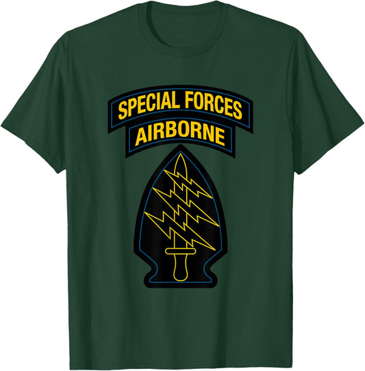 US Special Forces - SF Green Beret Patch & Tab Retro Colors T-Shirt - T-Shirt | Forest