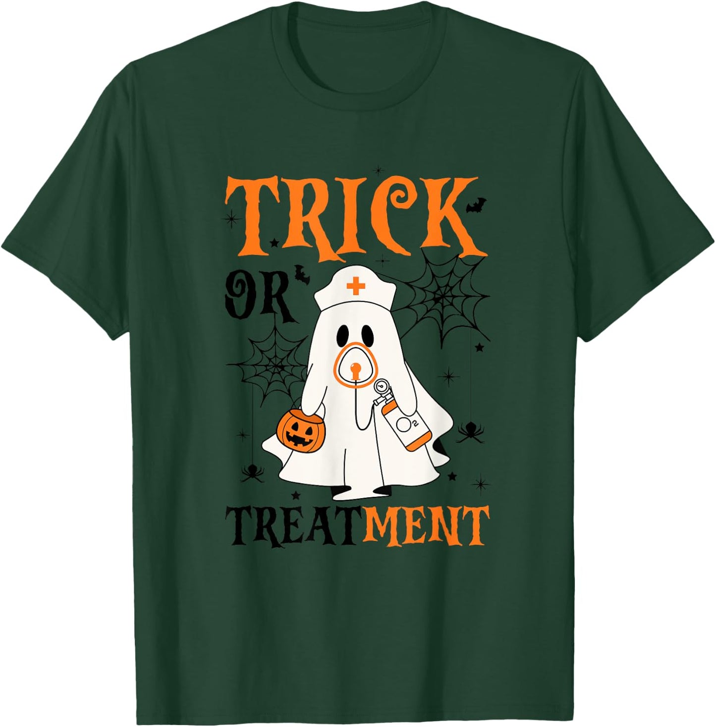 Trick Or Treatment Respiratory Therapist Nurse Halloween T-Shirt - T-Shirt | Forest