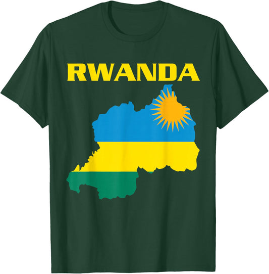 Rwanda Flag Country Shape, Rwandan Flag, Rwanda T-Shirt - T-Shirt | Forest