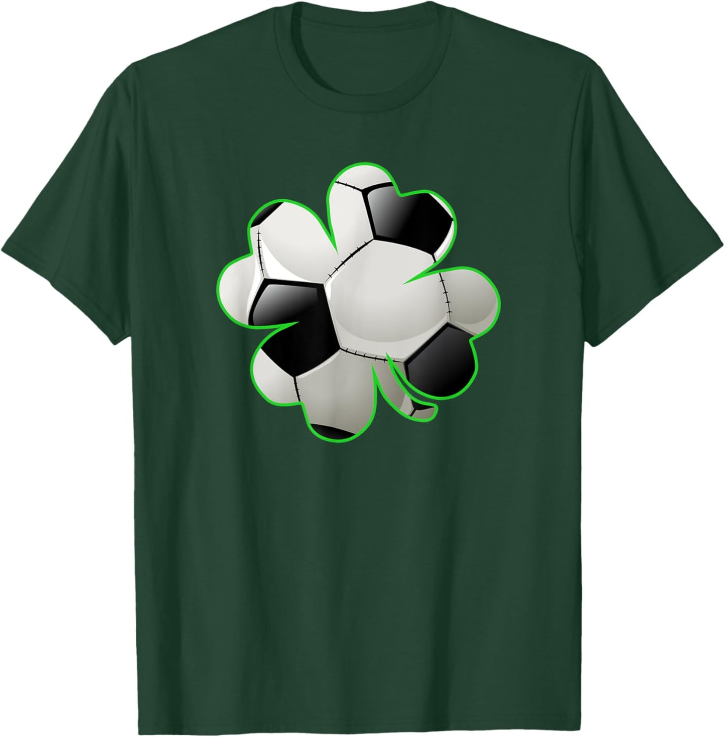 Soccer Ball Shamrock Four Leaf Clover St Patrick's Day T-Shirt - T-Shirt | Forest