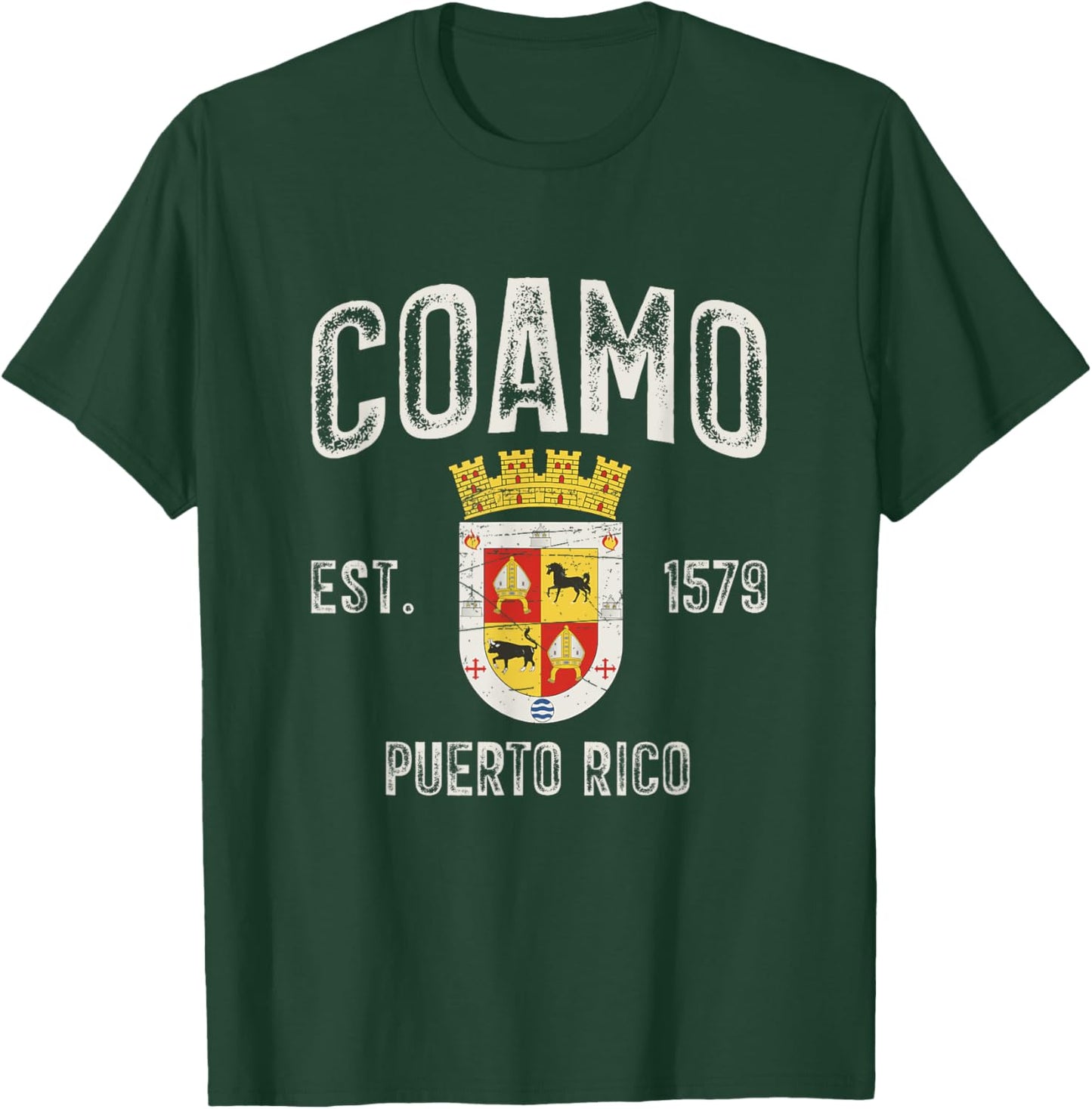 Coamo City In Puerto Rico Est 1579, Coamo Armorial T-Shirt - T-Shirt | Forest