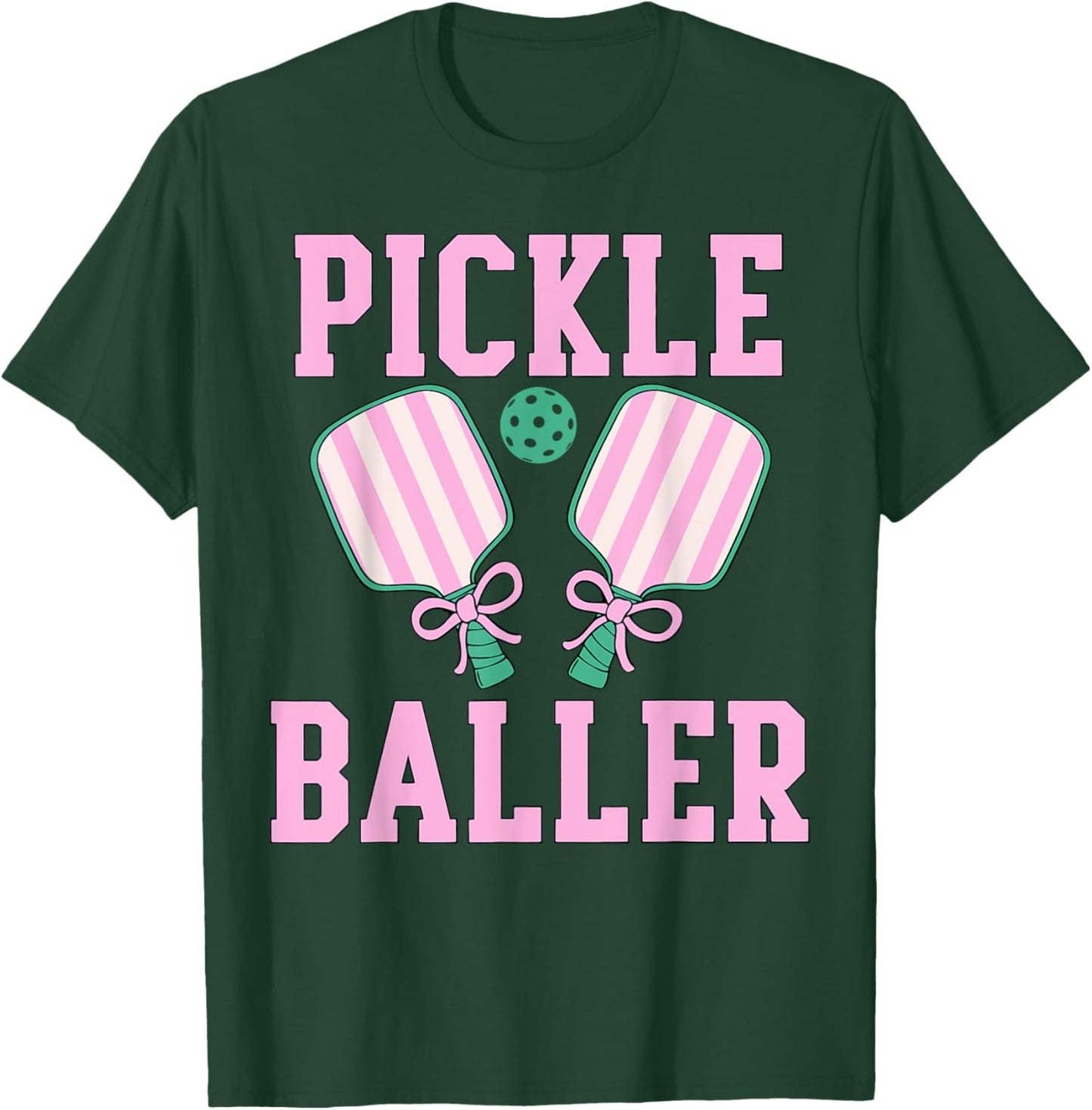 Coquette Pickle Baller Women Pickleball Lover T-Shirt - T-Shirt | Forest