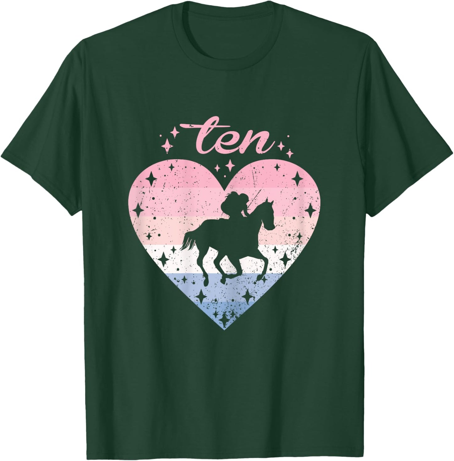 10 Year Old Cute Horse Riding Birthday Girl 10th B-day T-Shirt - T-Shirt | Forest