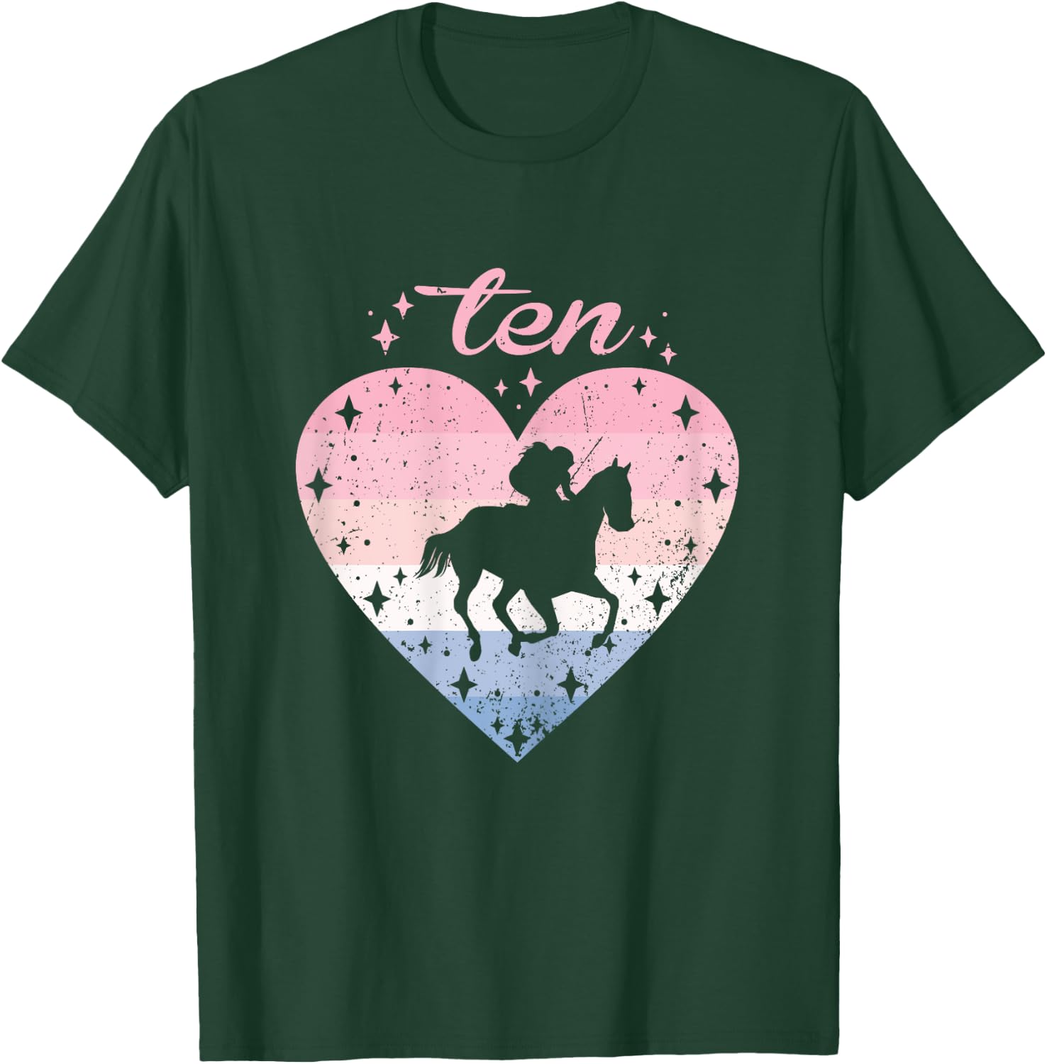 10 Year Old Cute Horse Riding Birthday Girl 10th B-day T-Shirt - T-Shirt | Forest