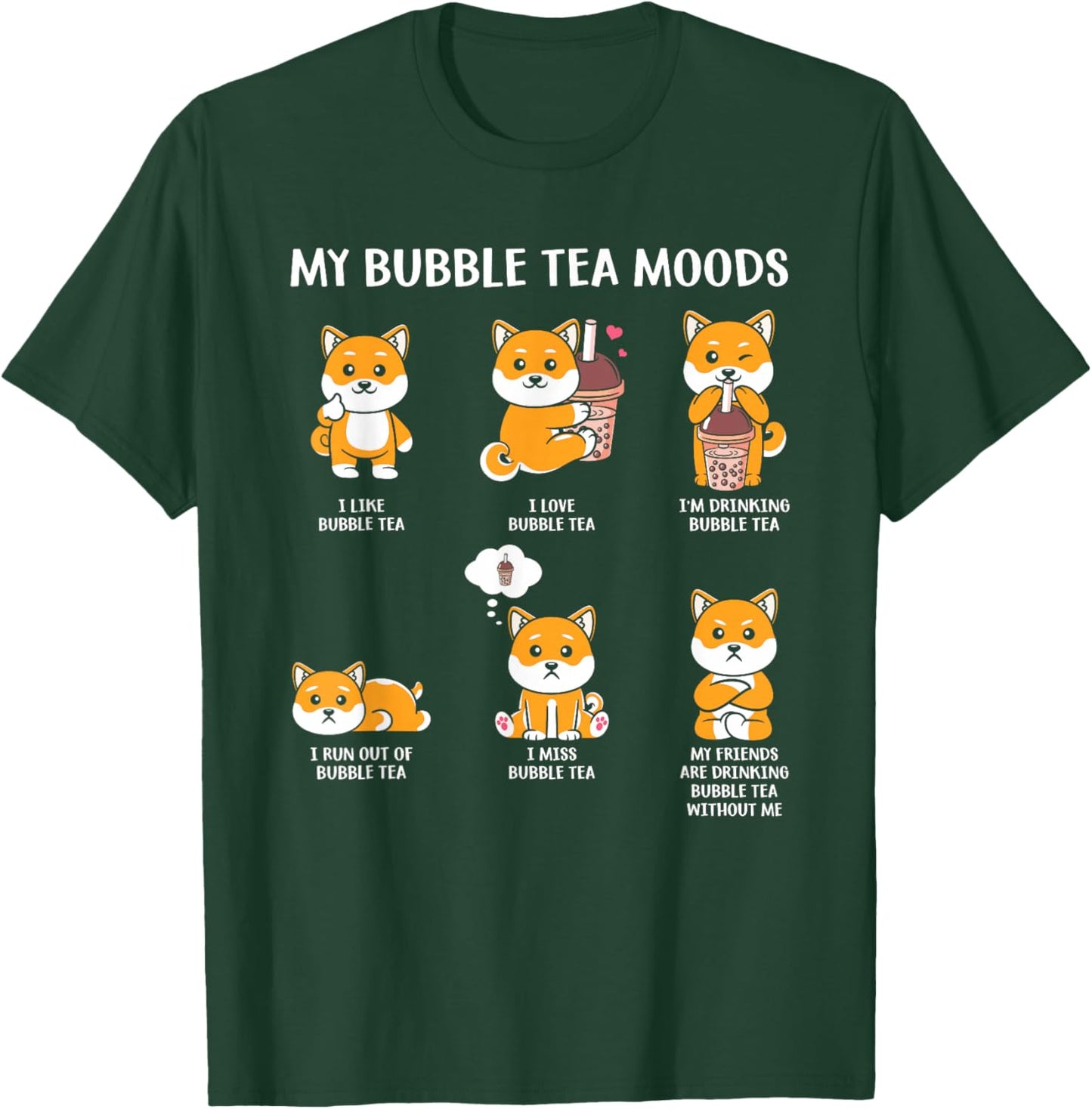 My Bubble Tea Moods Funny Kawaii Boba Tea Bubble Tea Fox T-Shirt - T-Shirt | Forest