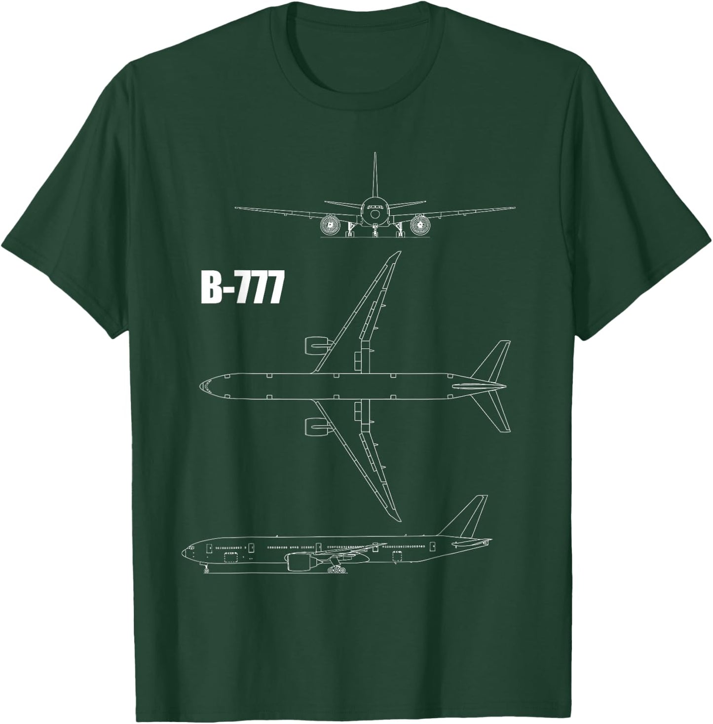 B-777 Aircraft blueprint T-Shirt - T-Shirt | Forest