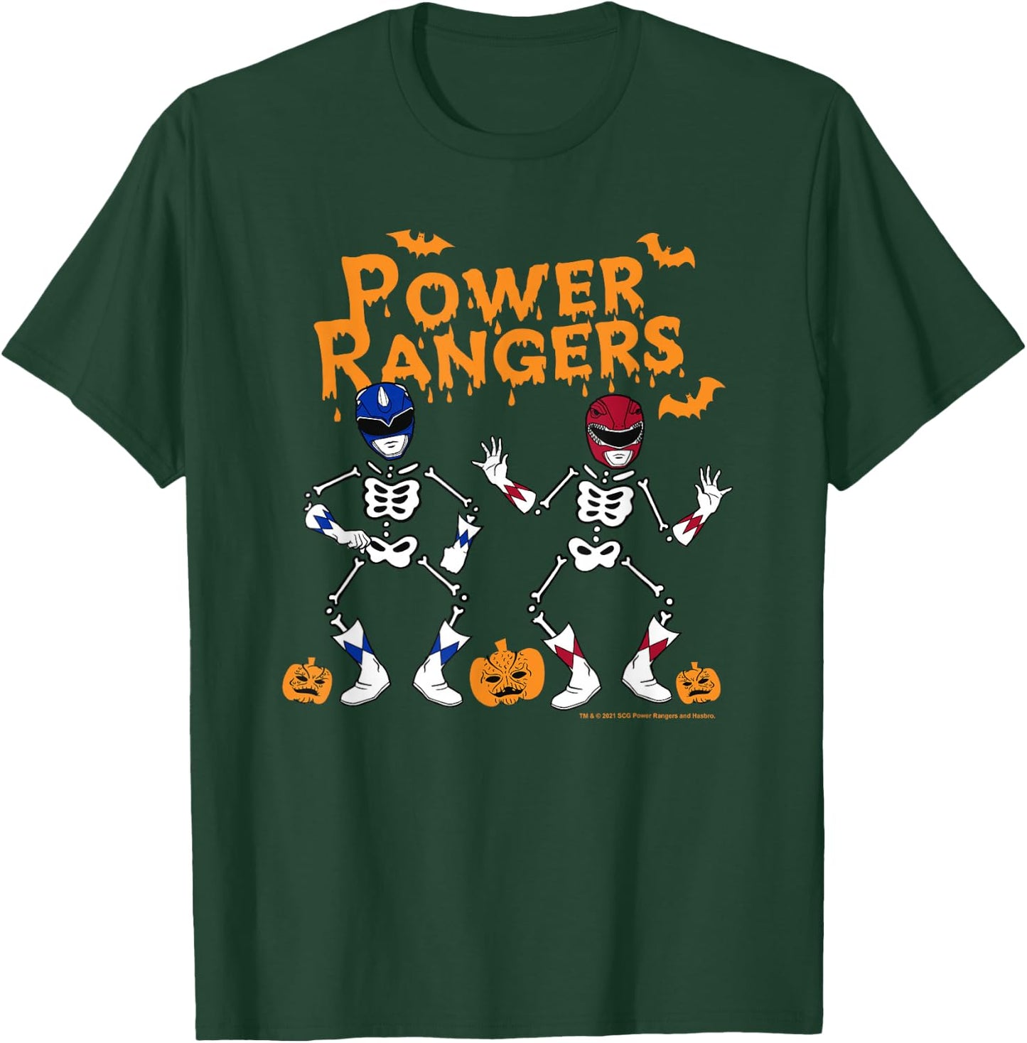 Power Rangers Halloween Blue & Red Skeletons T-Shirt - T-Shirt | Forest