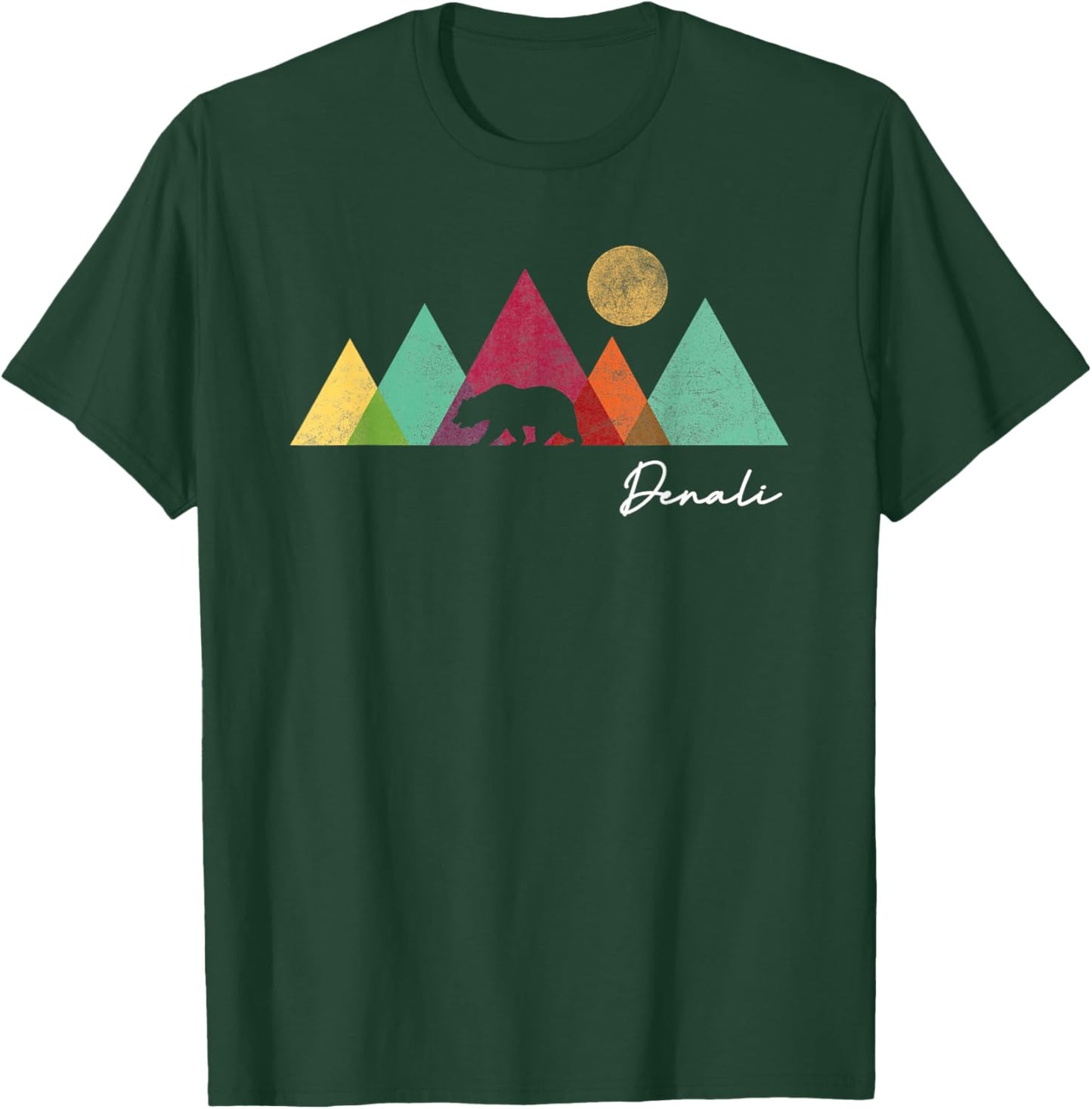 Alaska Denali National Park Souvenir Colorful Bear Mountains T-Shirt - T-Shirt | Forest