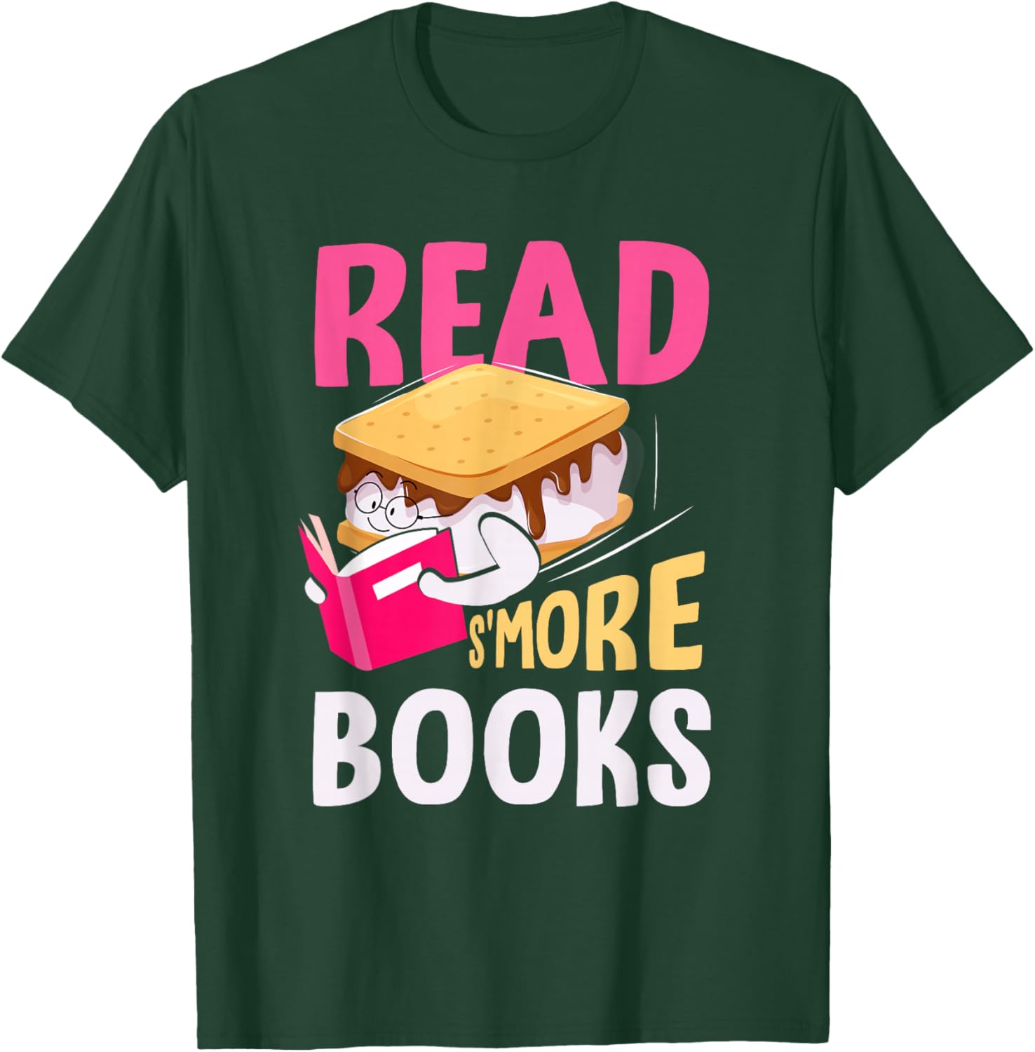 Read S'More Books Camping Bookworm Librarian Smores Lover T-Shirt - T-Shirt | Forest