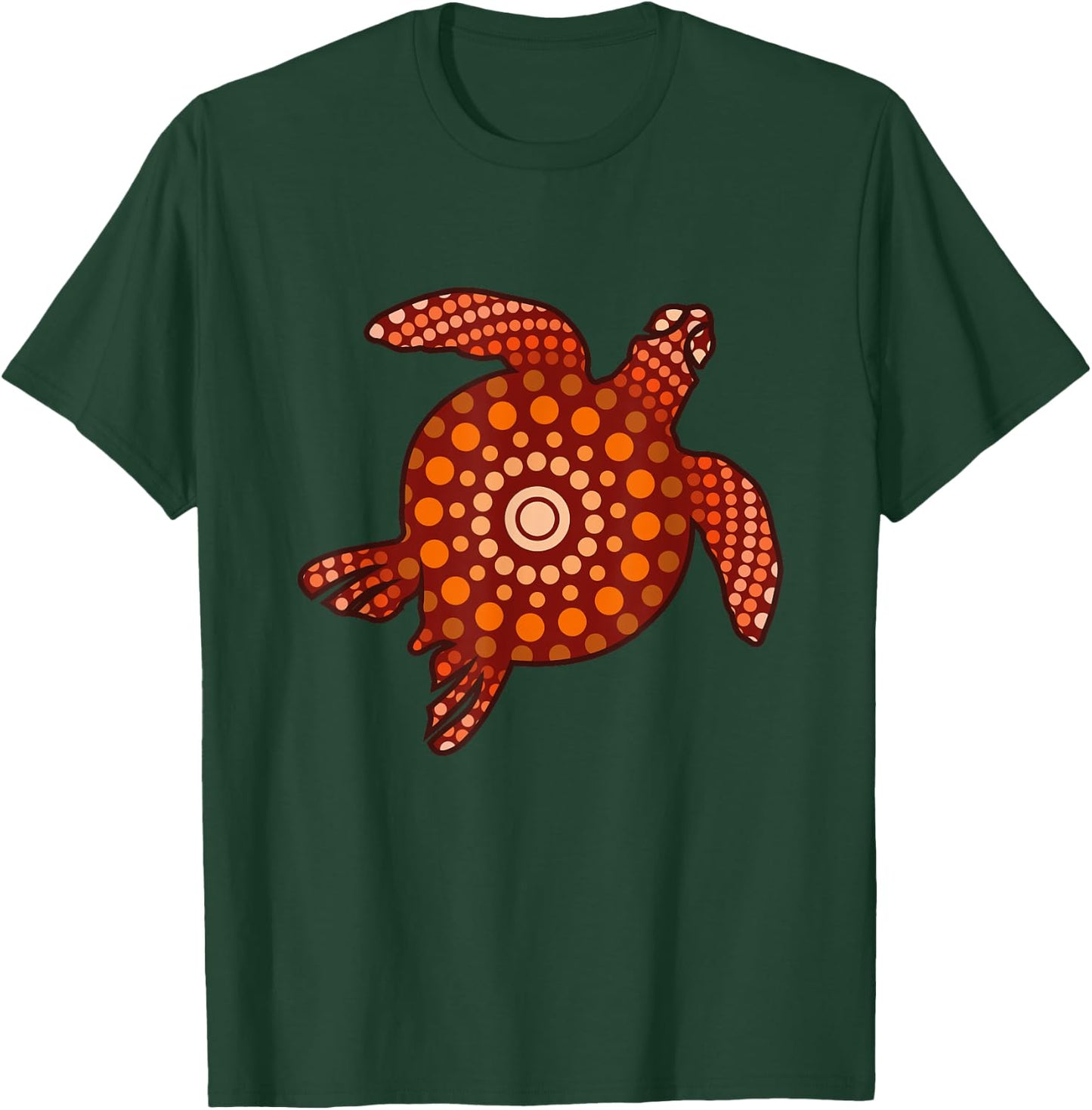 Red and Orange Turtle Aboriginal Art T-Shirt - T-Shirt | Forest