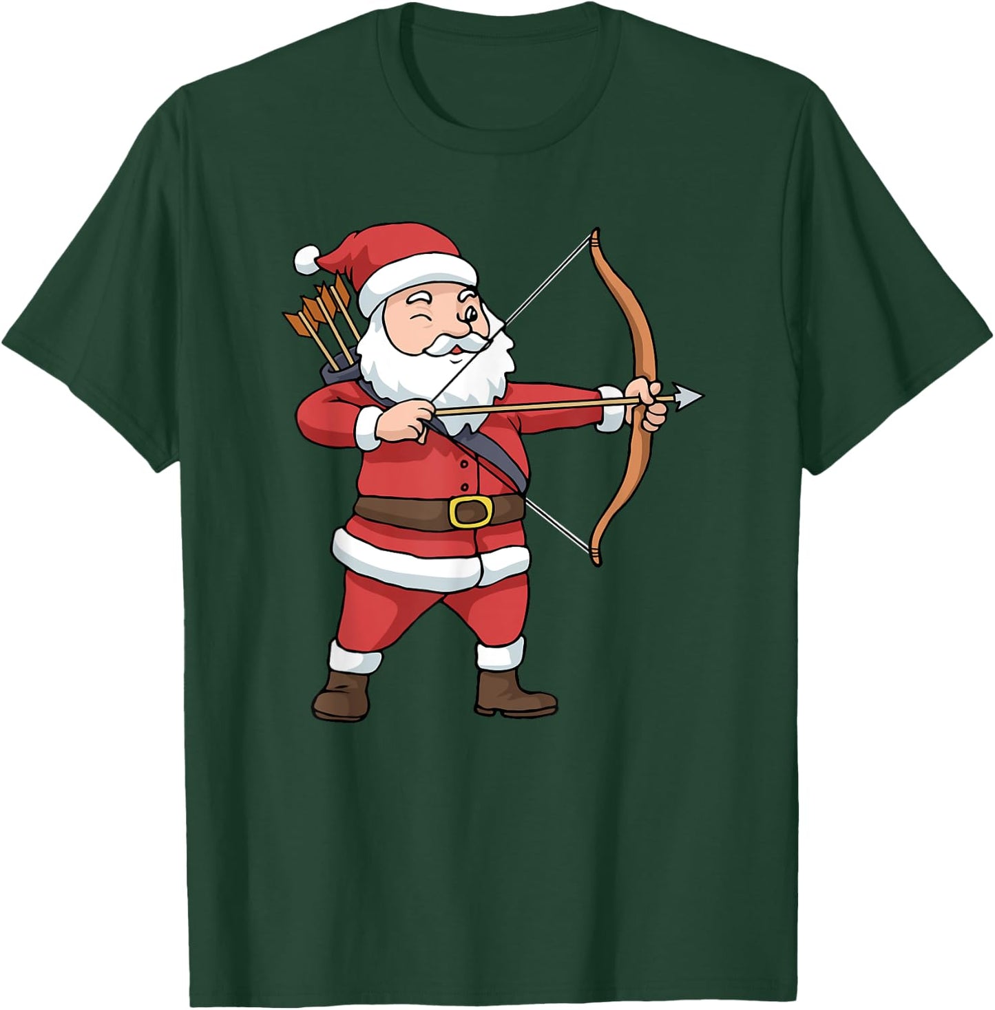 Christmas Archery Arrow Bow Hunting Santa Claus T-Shirt - T-Shirt | Forest