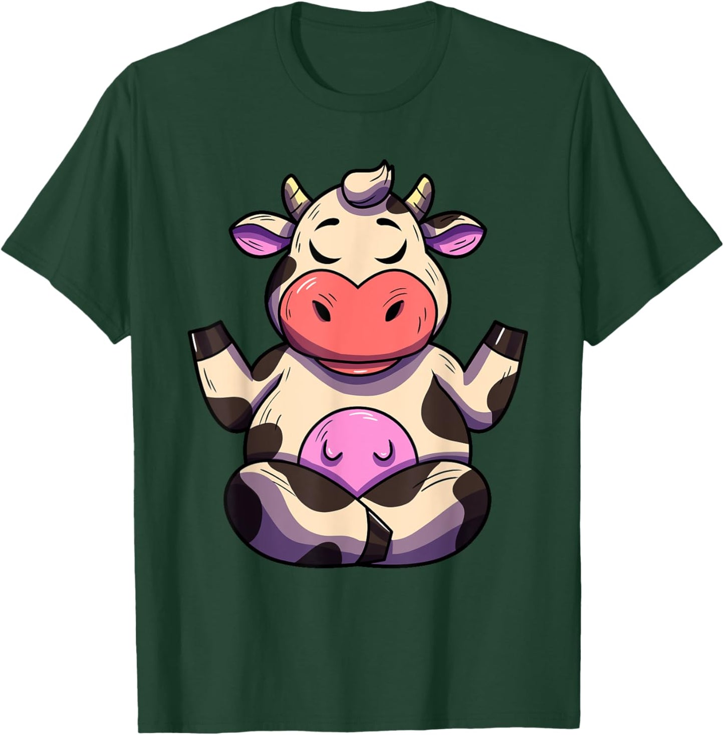 Cow Yoga Funny Cow Lovers Farmer Animal Yoga Cow T-Shirt - T-Shirt | Forest