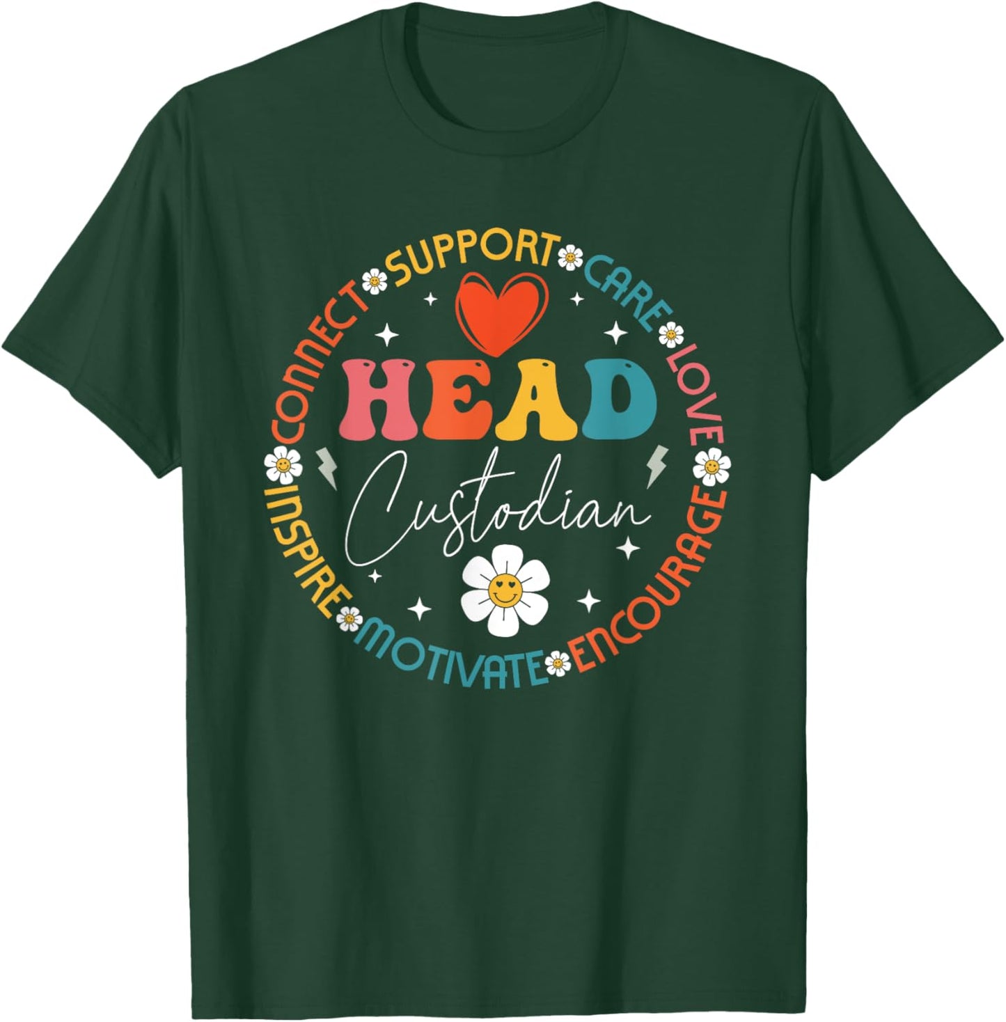Head Custodian Appreciation Week Back to School Retro Groovy T-Shirt - T-Shirt | Forest