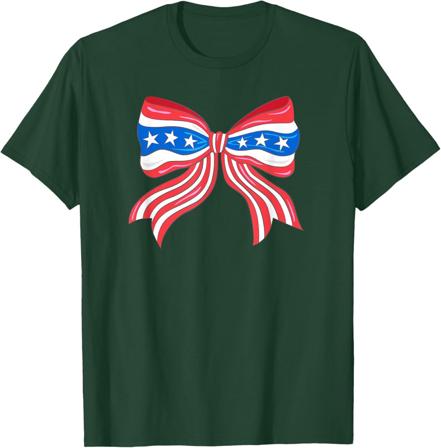 Preppy Patriotic Bow USA Flag T-Shirt - T-Shirt | Forest