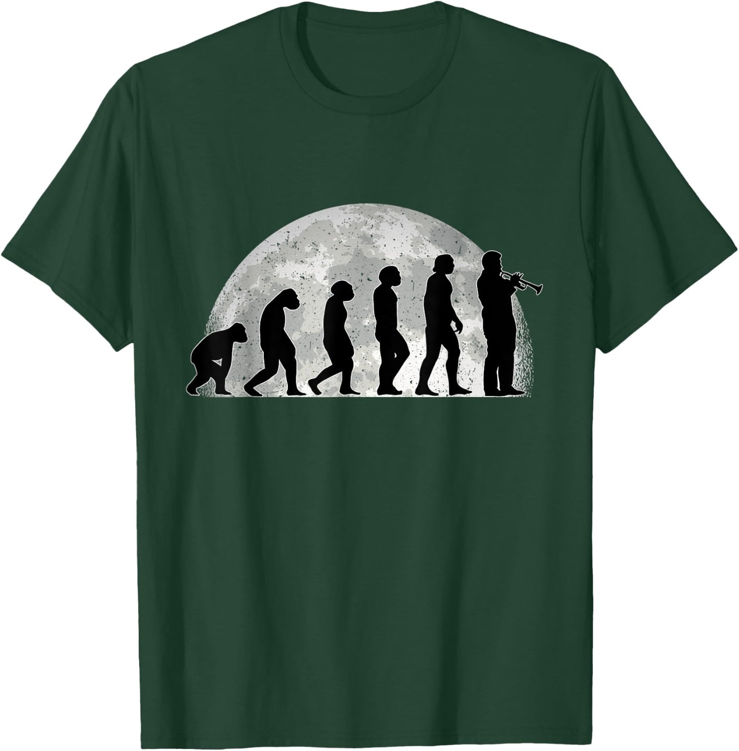 Trumpet Evolution Moon Trumpeter Jazz Music T-Shirt - T-Shirt | Forest